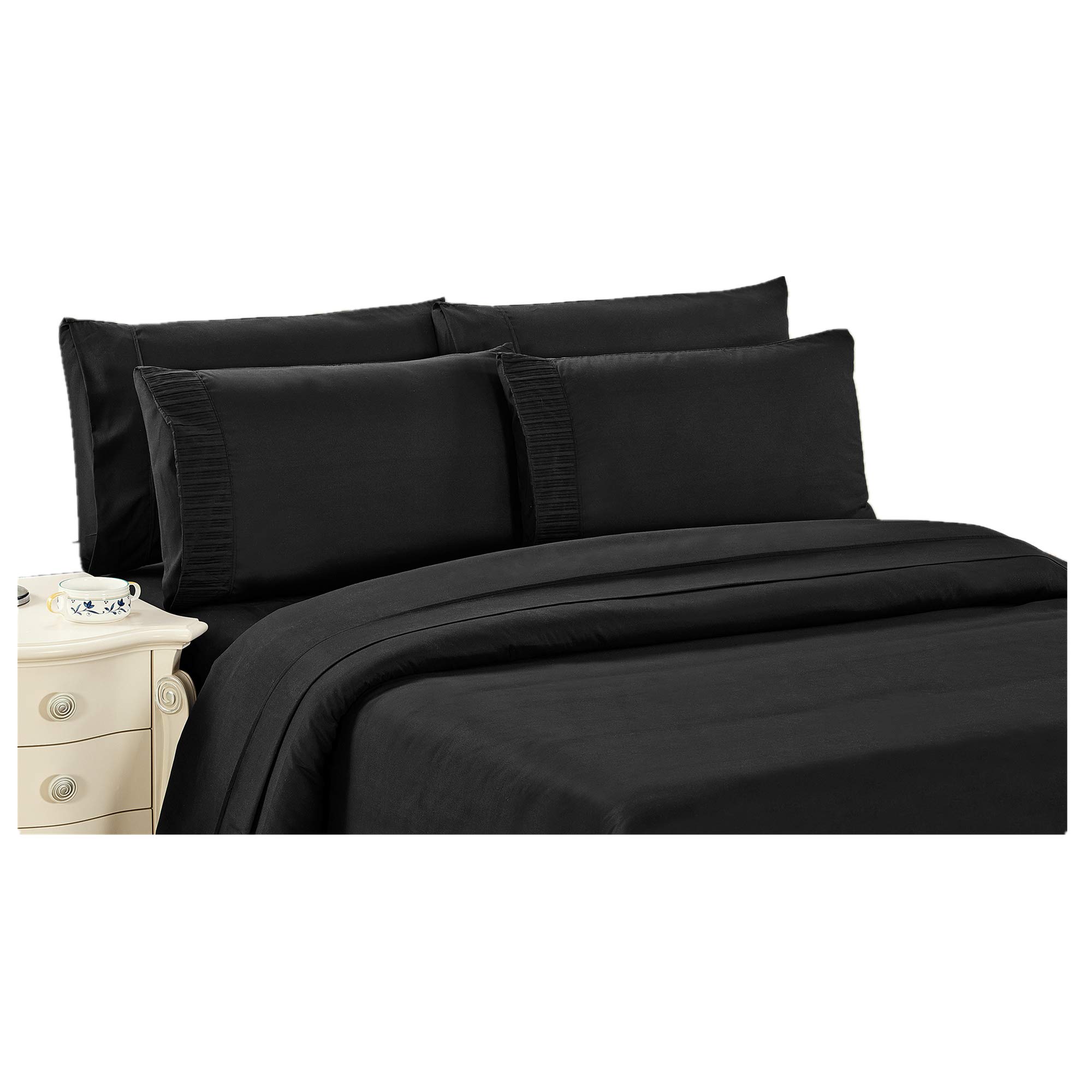 BAMBOO LIVING Ultra Soft Silky Zipper Solid Rayon Bamboo Duvet Cover Set - All Season 3 Piece King Size with 2 Pillowcases, Black | Breathable & Hypoallergenic Bedding for Luxurious Sleep