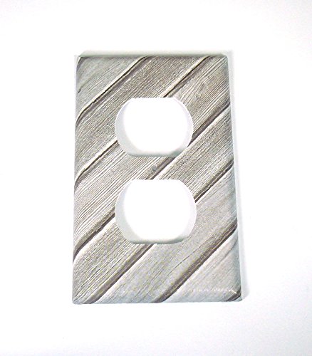 Gray Wooden Light Switch Plate Cover - Outlet Wall Plate for Home Decor, Farmhouse Style (286O) - Perfect for Living Room, Bedroom, and Office