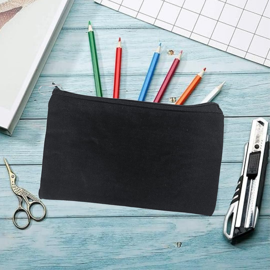 Reniccaa Small Canvas Zipper Pouch - 8 Inch Multipurpose Makeup Bag, Pencil Case, Travel Organizer for DIY, Cosmetics, Pens & Accessories | Perfect for School, Office & Travel Essentials