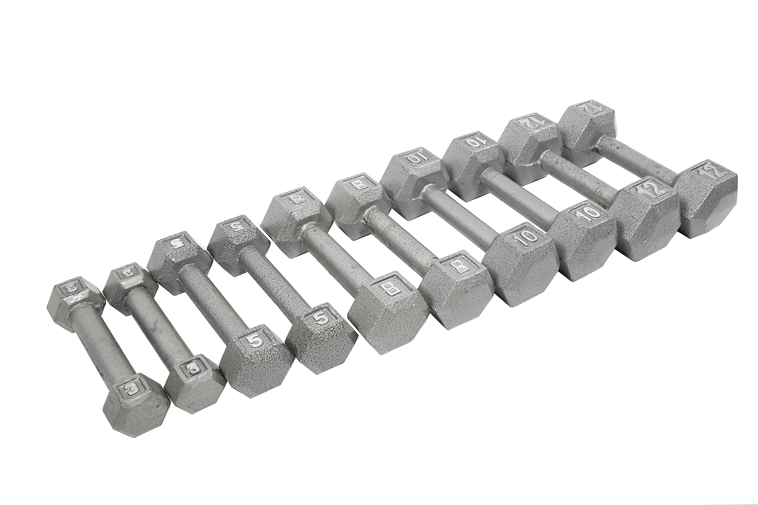 Premium Ader Grey Hex Dumbbell Set - 1 Pair Cast Iron Dumbbells for Home Gym, Strength Training & CrossFit Workouts | Non-Slip Grip & Durable Construction