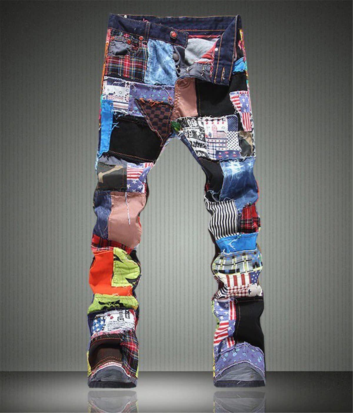 Men's Printed Embroidered Slim Fit Stretch Straight Leg Jeans - High Quality Denim Pants for Spring Fashion Trend | Casual Wear, Office & Outdoor Activities