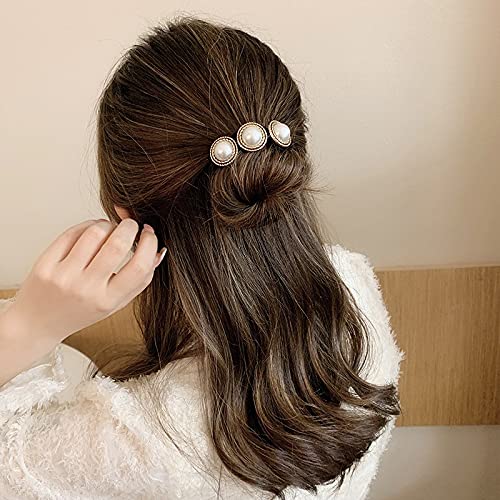 Elegant Pearl Hair Barrette Bun Maker - Hair Cuff Clip with Artificial Pearl Chains for Long Hair Styling | Perfect for Weddings, Prom, and Special Occasions