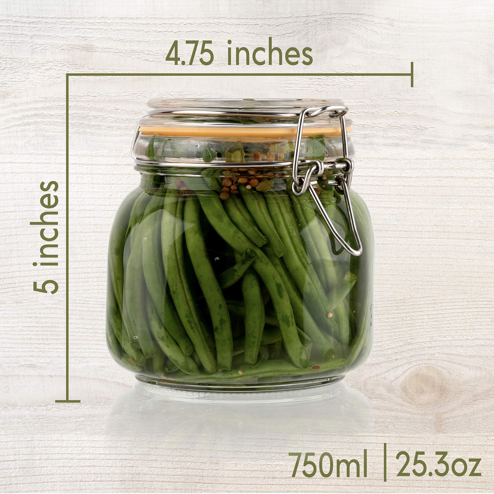 Galashield 24 oz Glass Jars with Airtight Lids - Leak Proof Food Storage Containers for Kitchen Pantry Organization | Perfect for Dry Goods, Spices, Coffee & Meal Prep