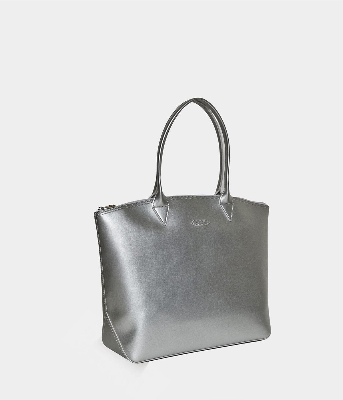 Jolly Apple Skin Vegan Leather Tote Bag - Silver | Eco-Friendly Fashion Accessory for Work, Travel & Everyday Use