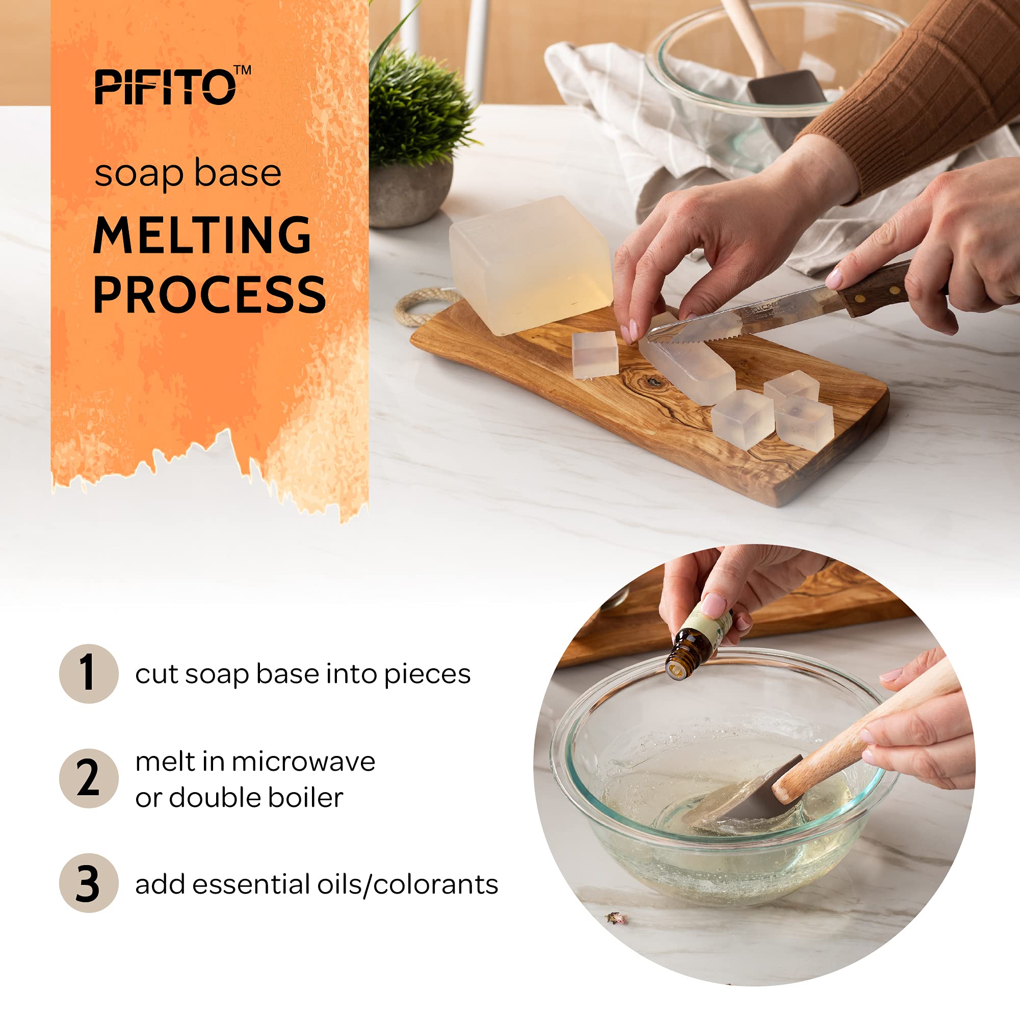 Pifito 5 lb Honey Melt and Pour Soap Base - 100% Natural Glycerin Soap for DIY Soap Making | Premium Bulk Soap Base for Handmade Luxurious Soaps, Shower & Gift Sets | Perfect for Home Spa, Crafting & Small Business