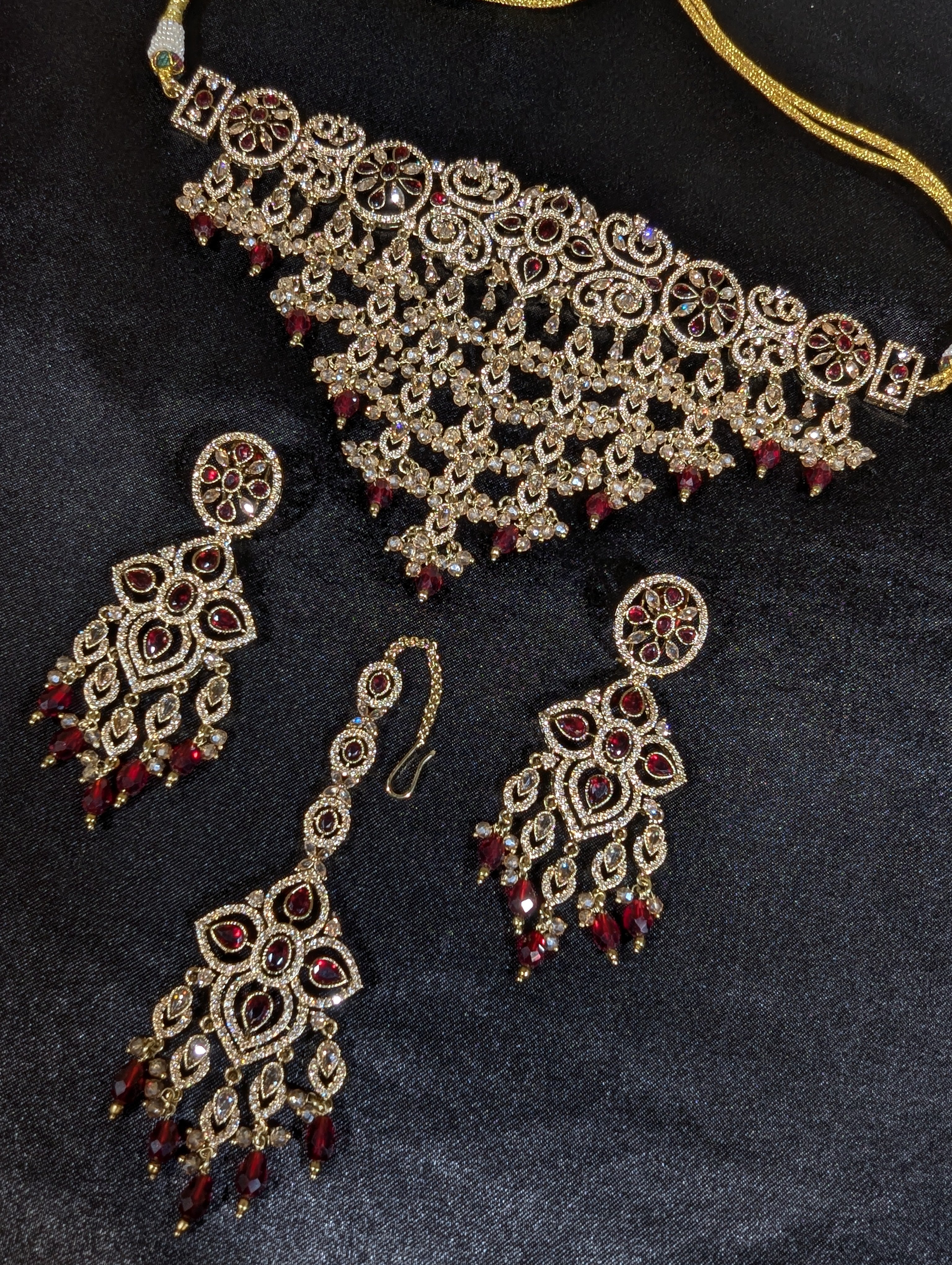 Shruti CZ Semi Bridal Jewelry Set - Elegant Cubic Zirconia Necklace & Earrings for Weddings, Parties & Special Occasions