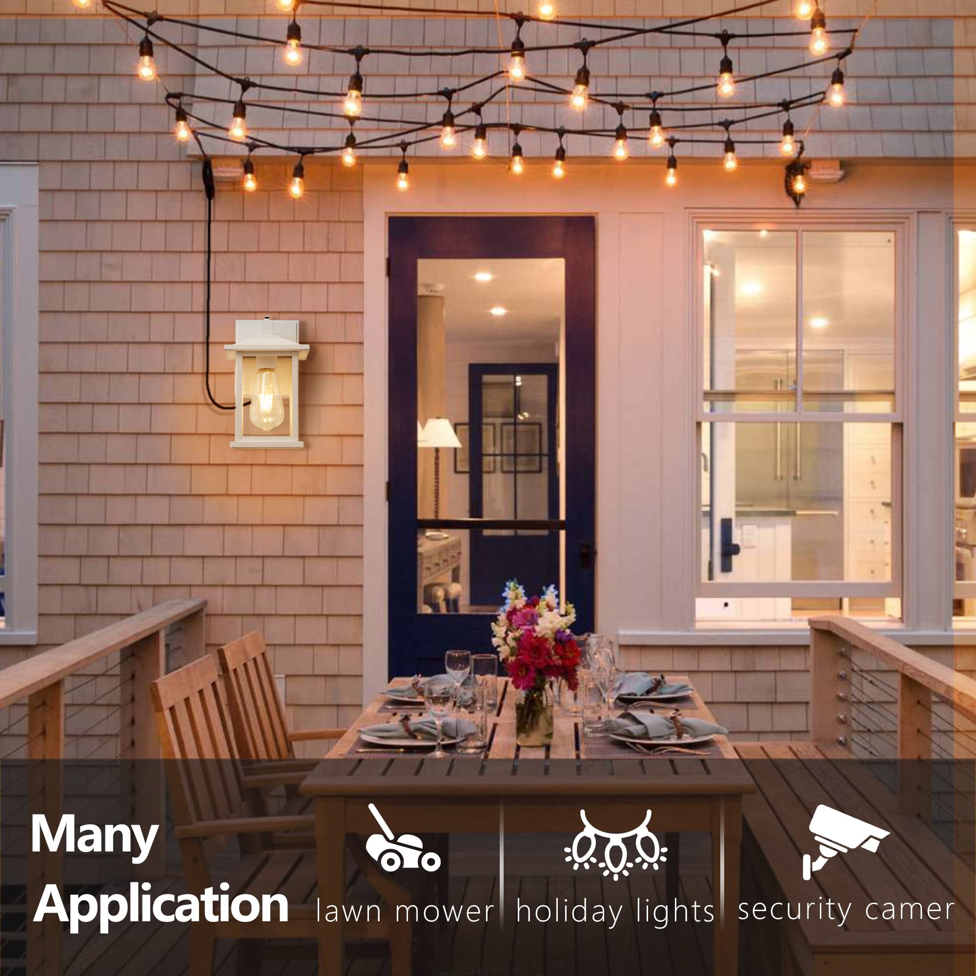 OUPAVOCS Outdoor Wall Sconce Light with GFCI Outlet - Dusk to Dawn Waterproof Exterior Porch Light - Matte White Wall Mounted Outdoor Lighting for House, Garage, Patio - Perfect for Front Entryway, Backyard & Pathway Illumination