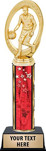 Custom Engraved Red Stars Basketball Champion Trophy for Men - Personalized Award for Sports Tournaments & Recognition Ceremonies