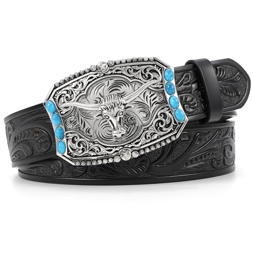 Sliver Bull Buckle-black