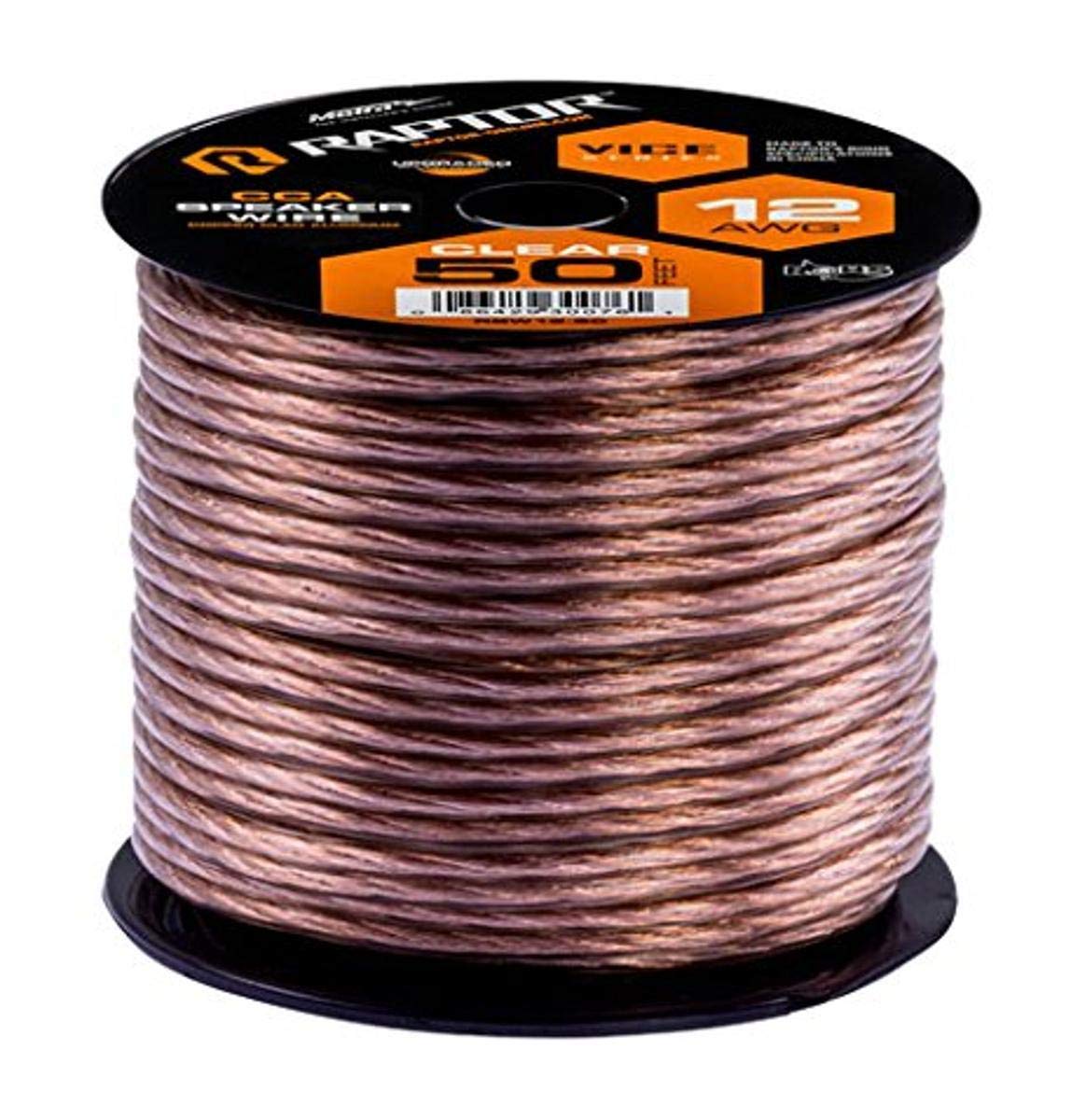 Premium Raptor RSW12-50 Vice Series Speaker Wire - High-Quality 12 Gauge Oxygen-Free Copper Audio Cable for Home Theater, Car Audio & Studio Speakers - Perfect for Crystal Clear Sound in Living Rooms, Vehicles & Recording Studios