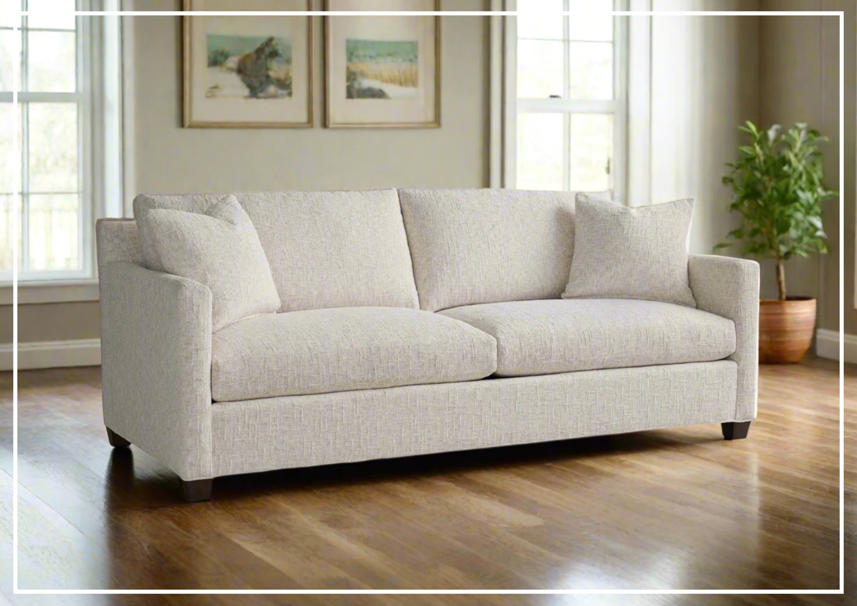 Universal Furniture Mebane 2-Seater Fabric Sofa in White - Modern Living Room Couch for Small Spaces, Apartments & Cozy Home Decor
