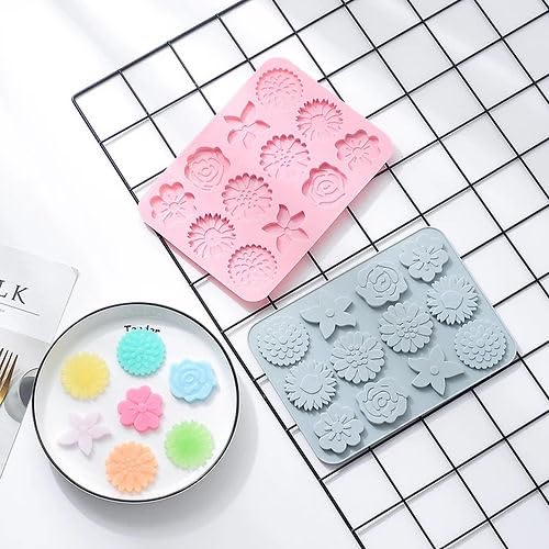 12-Cavity Flower Silicone Mold for Cake, Chocolate, Resin, Soap & Jewelry Making - Perfect for Baking, DIY Crafts & Party Decorations