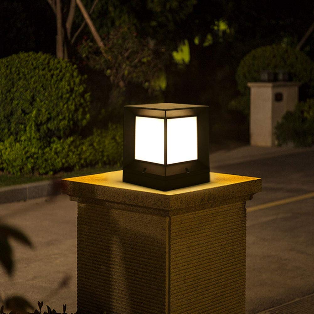 Solar Powered Outdoor Garden Lights - Waterproof Column Fence & Gate Pillar Lights for Villa, Community, Exterior Wall - Retro Industrial Style (Size XL) - Perfect for Pathways, Driveways, and Landscape Lighting