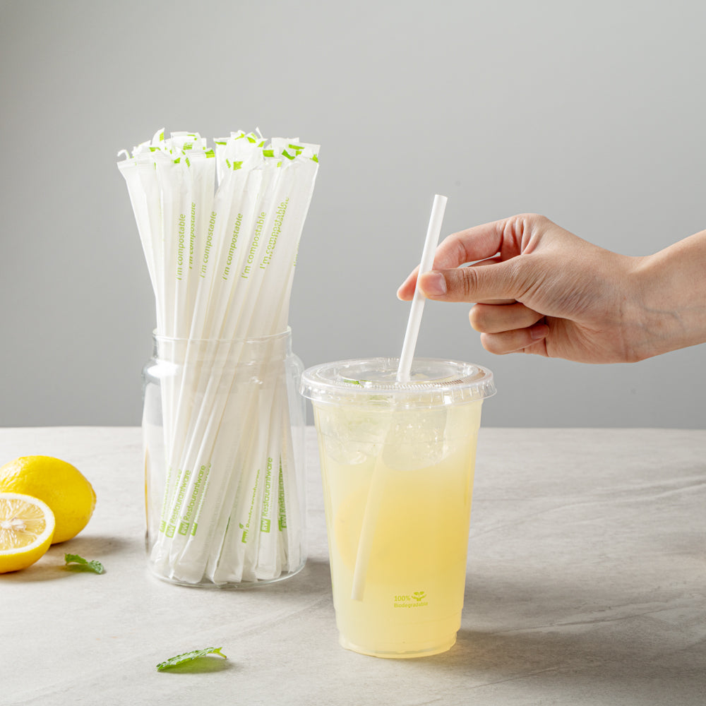 Eco-Friendly Compostable PLA/PBAT Plastic Straws - 8 1/4 Inch, 2000 Count Box - Biodegradable Drinking Straws for Parties, Restaurants & Home Use
