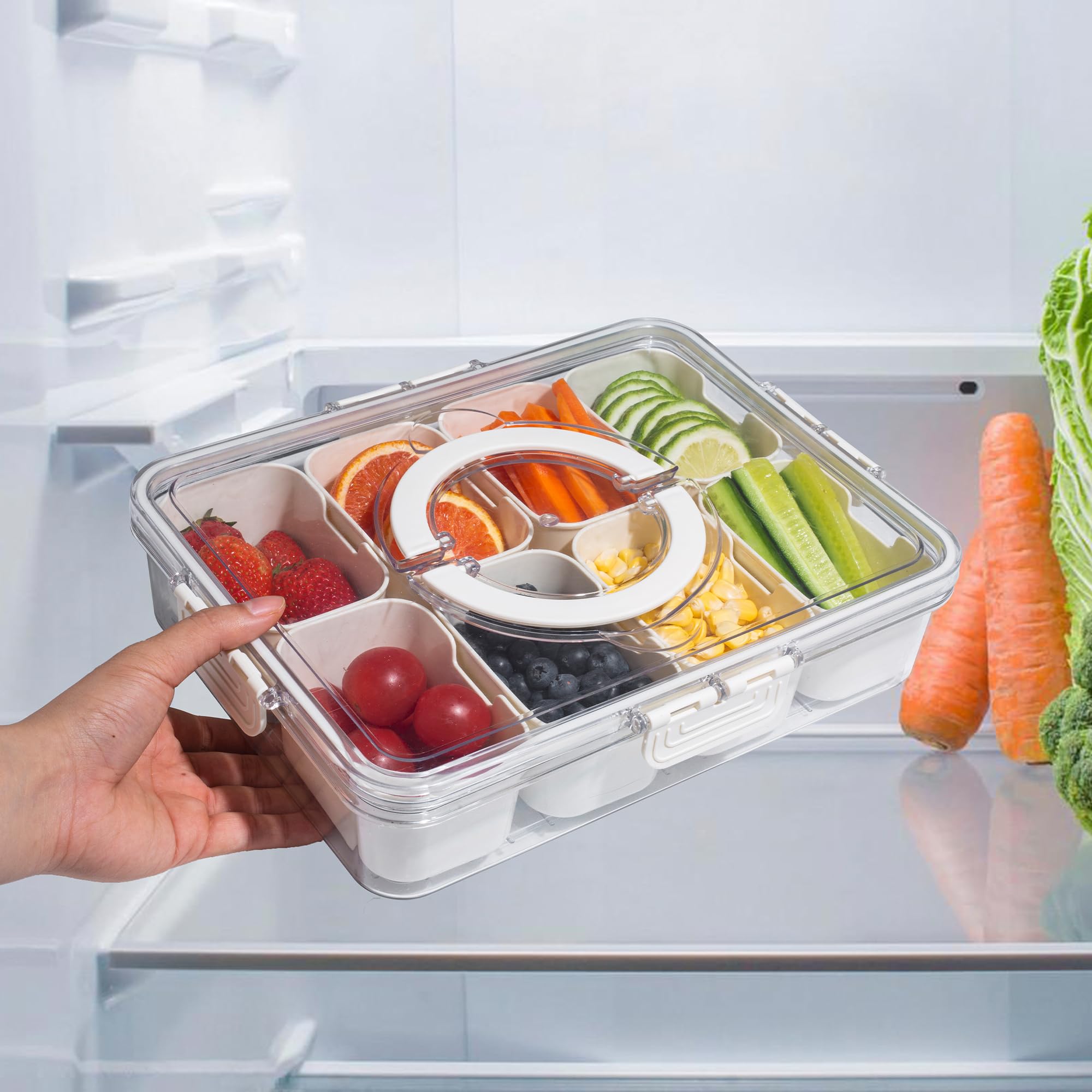 Portable Snackle Box with Lid - Divided Serving Tray for Travel, Picnics & Parties