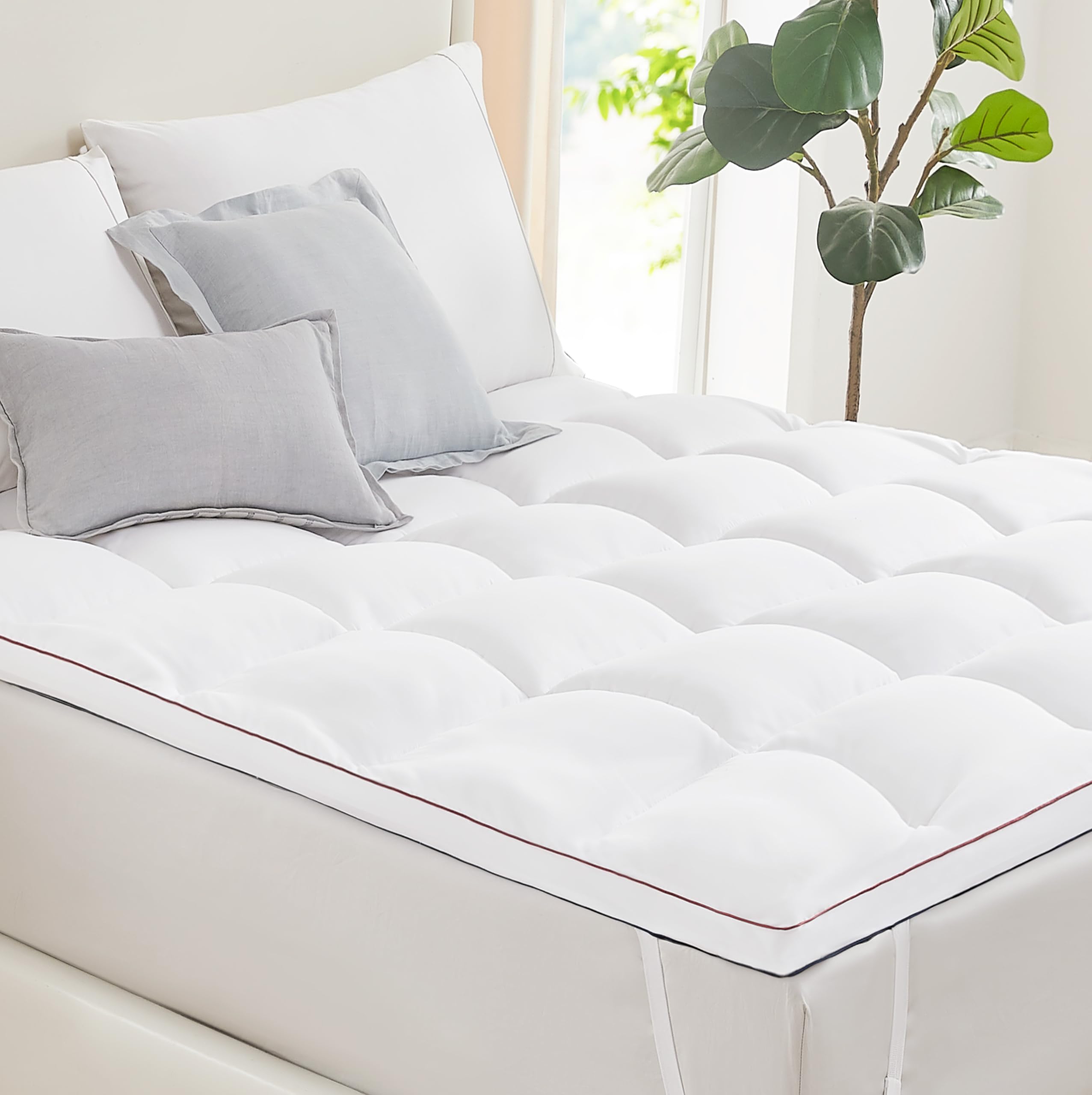 L'AGRATY Cooling California King Mattress Topper - Extra Thick Plush Pillow Top, Down Alternative Overfilled Soft Mattress Pad for Back Pain Relief | Perfect for Hot Sleepers & Pressure Point Support