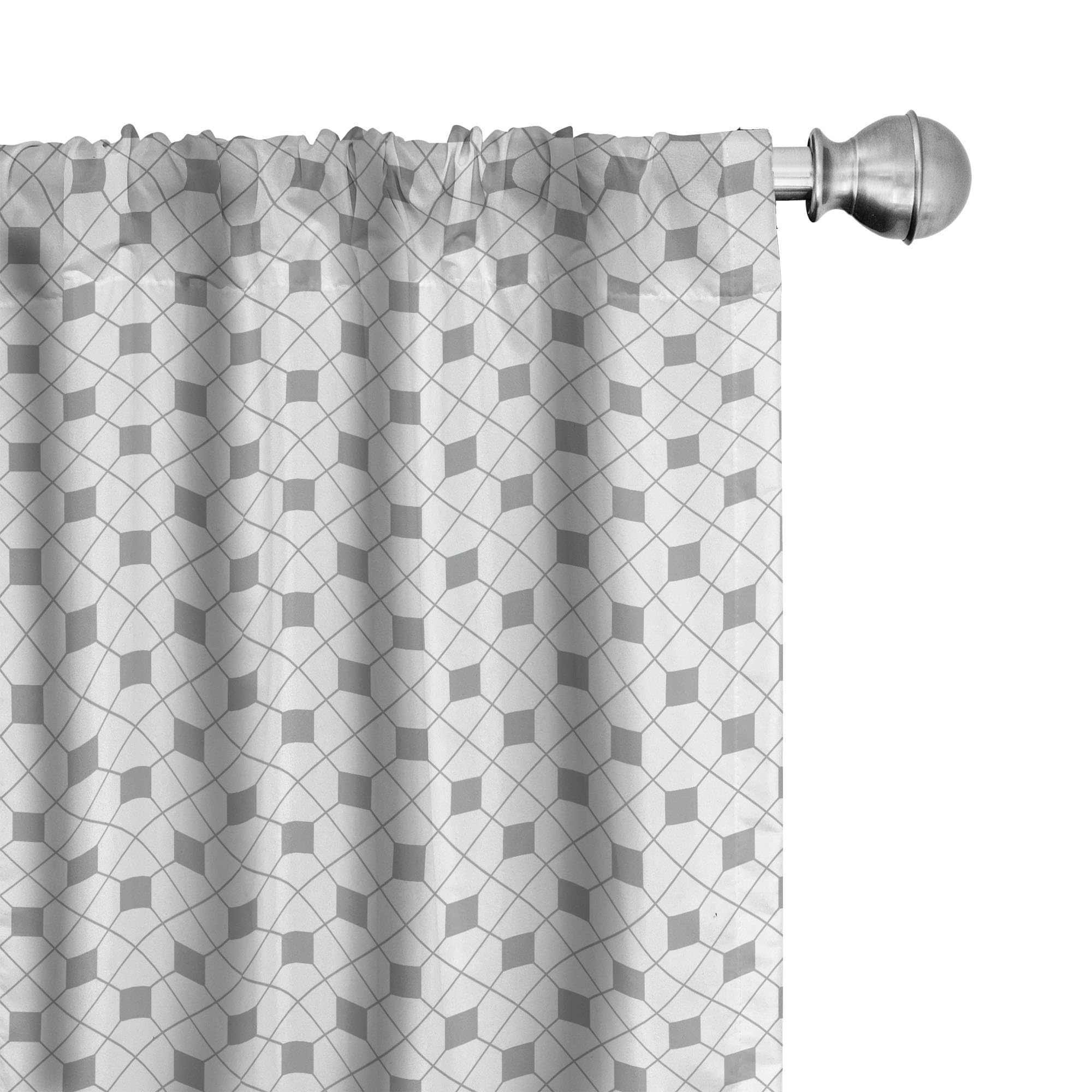 Ambesonne Grey Geometric Curtains - Modern Mosaic Checkered Pattern with Stripes & Squares, 2 Panel Set (28