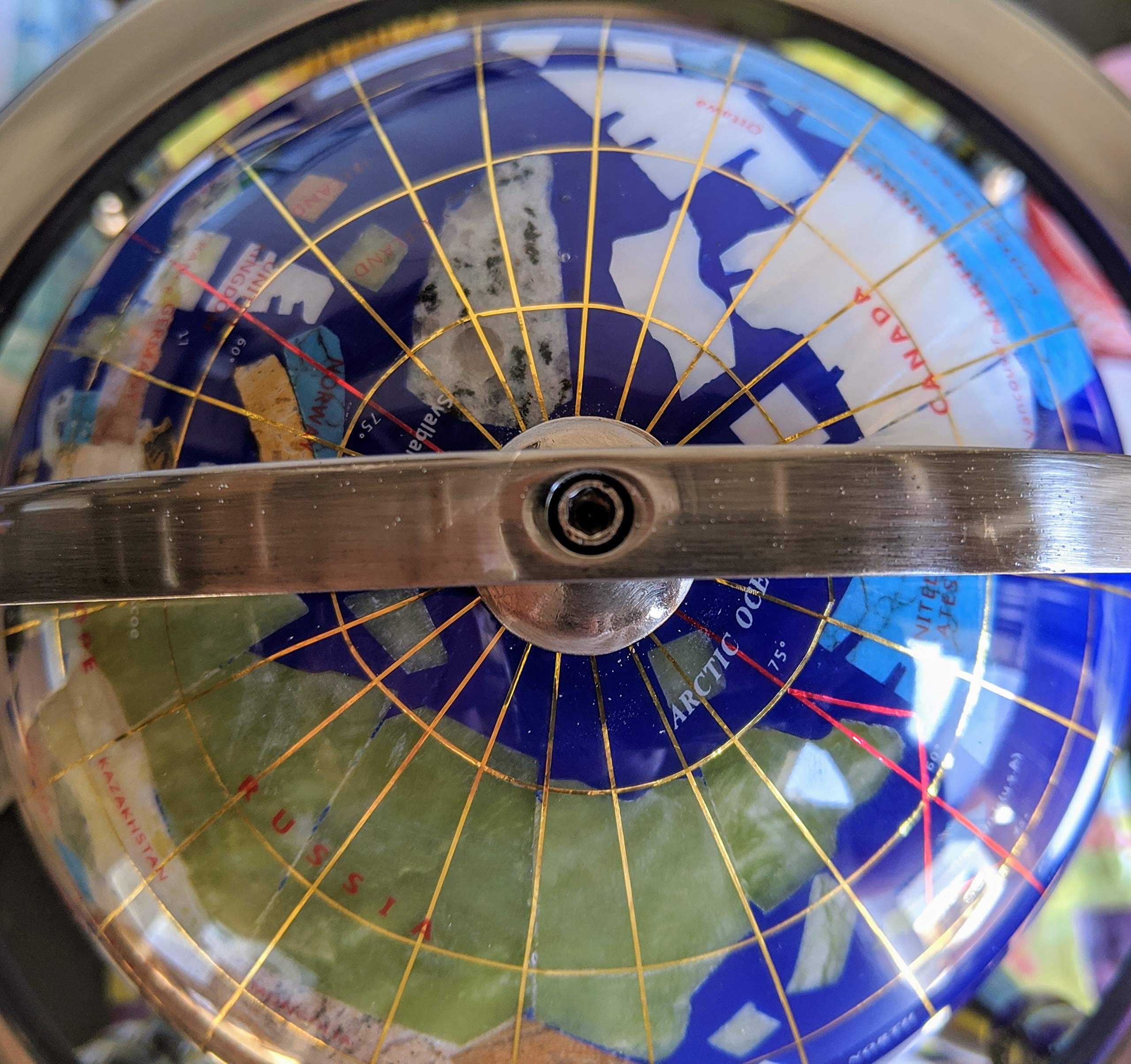 10-Inch Blue Lapis Ocean Gemstone World Globe with Silver Stand - Unique Handcrafted Tabletop Decor for Home, Office & Gifts - Perfect for Geography Lovers, Travel Enthusiasts & Elegant Interior Design