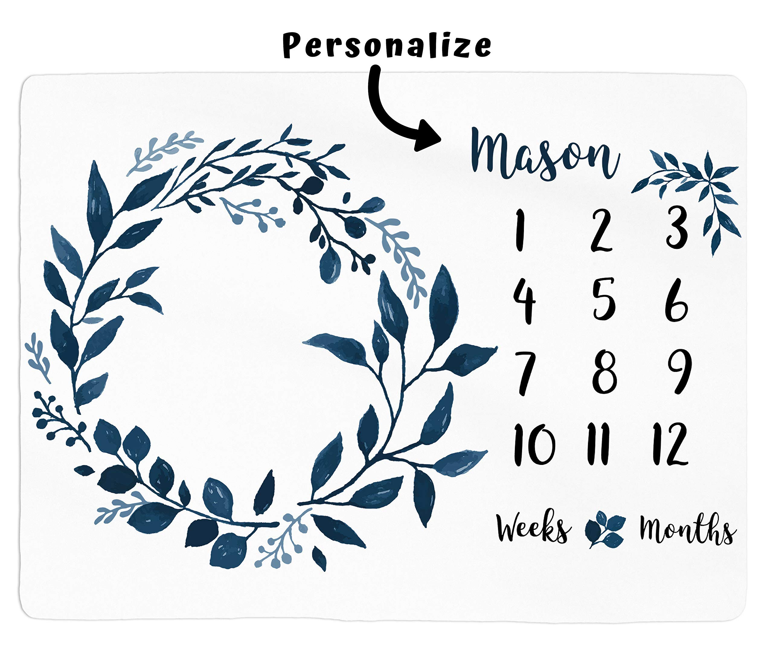 Personalized Baby Milestone Blanket - Soft Fleece Growth Mat for Newborn Photos (38