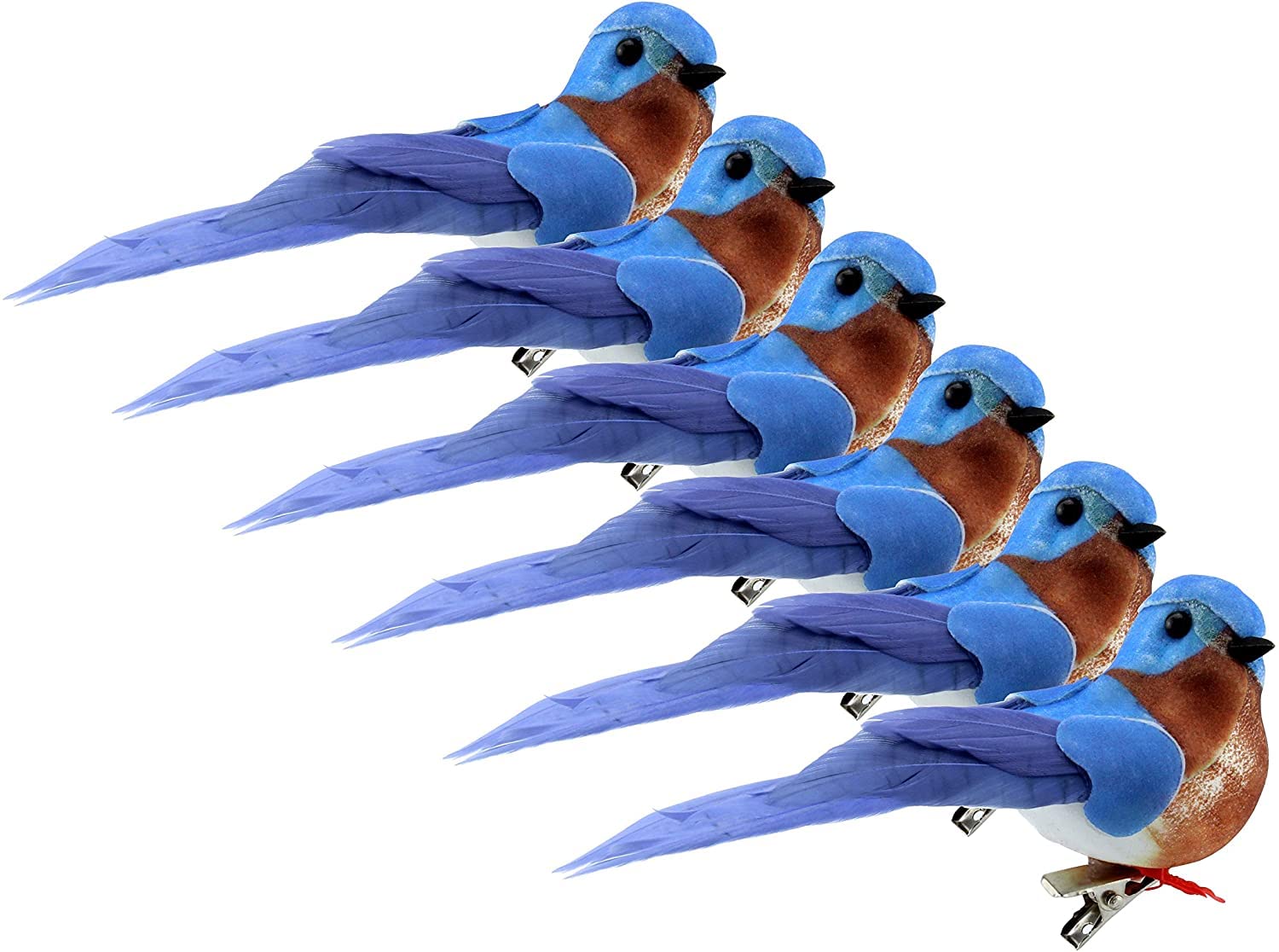 Cornucopia Brands Artificial Bluebird Ornaments (6-Pack) - Handcrafted Decorative Blue Birds for DIY Crafts, Christmas Tree Decorations, Seasonal Wreaths & Home Décor - Perfect for Holiday Displays, Wedding Centerpieces and Spring Decor