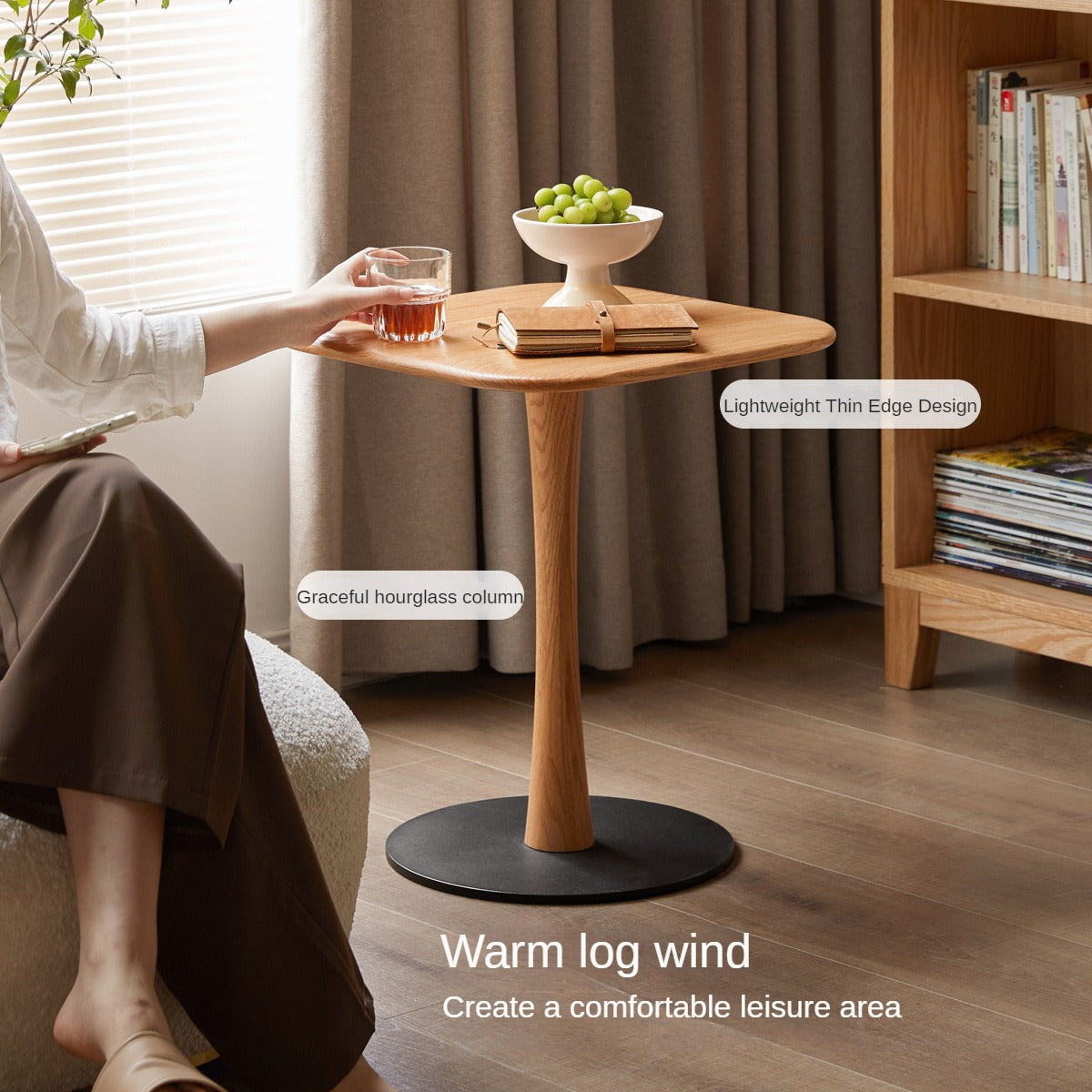 Solid Oak & Black Walnut Small Square Side Table - Handcrafted Wooden End Table for Living Room, Bedroom, or Office Decor