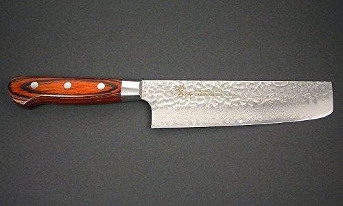Premium Sakai Takayuki 33-Layer Hammered Damascus VG-10 Japanese Nakiri Knife 160mm - Professional Vegetable Chopper for Home Chefs & Sushi Preparation