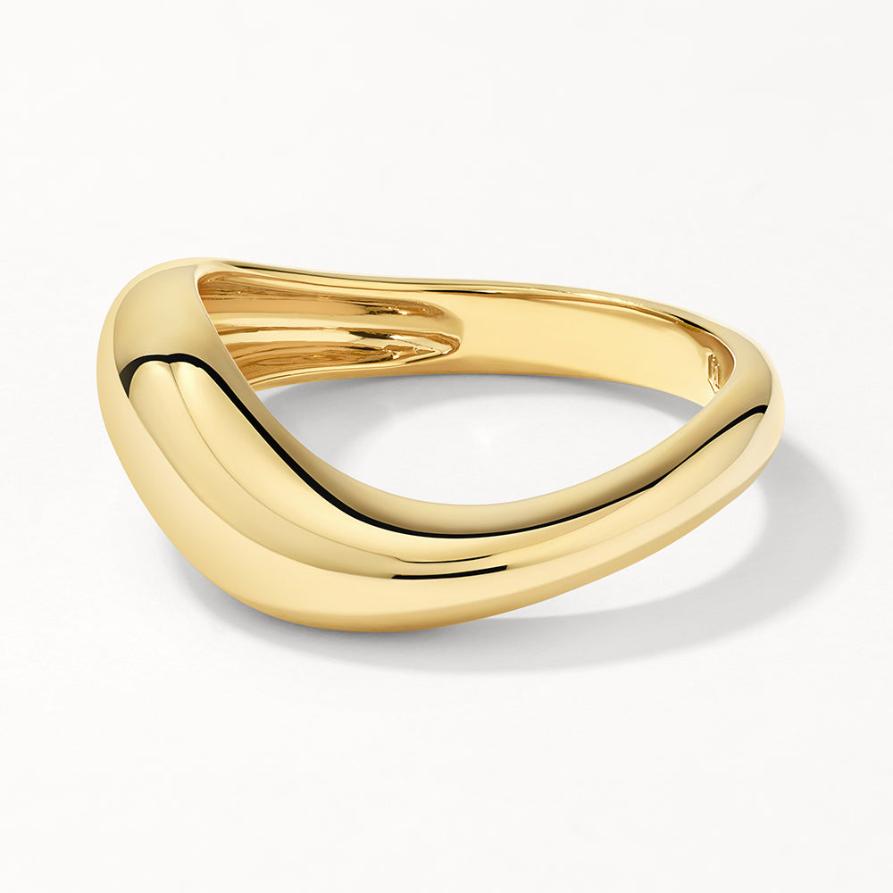 Gold Wave Dome Ring for Women - Elegant Stackable Jewelry for Everyday Wear & Special Occasions