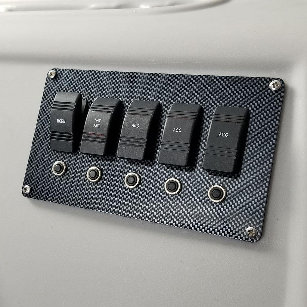 DeckMate Pontoon Switch Panel - Premium Carbon Fiber Design for Marine & Boat Control Systems | Perfect for Boating, Fishing & Water Sports