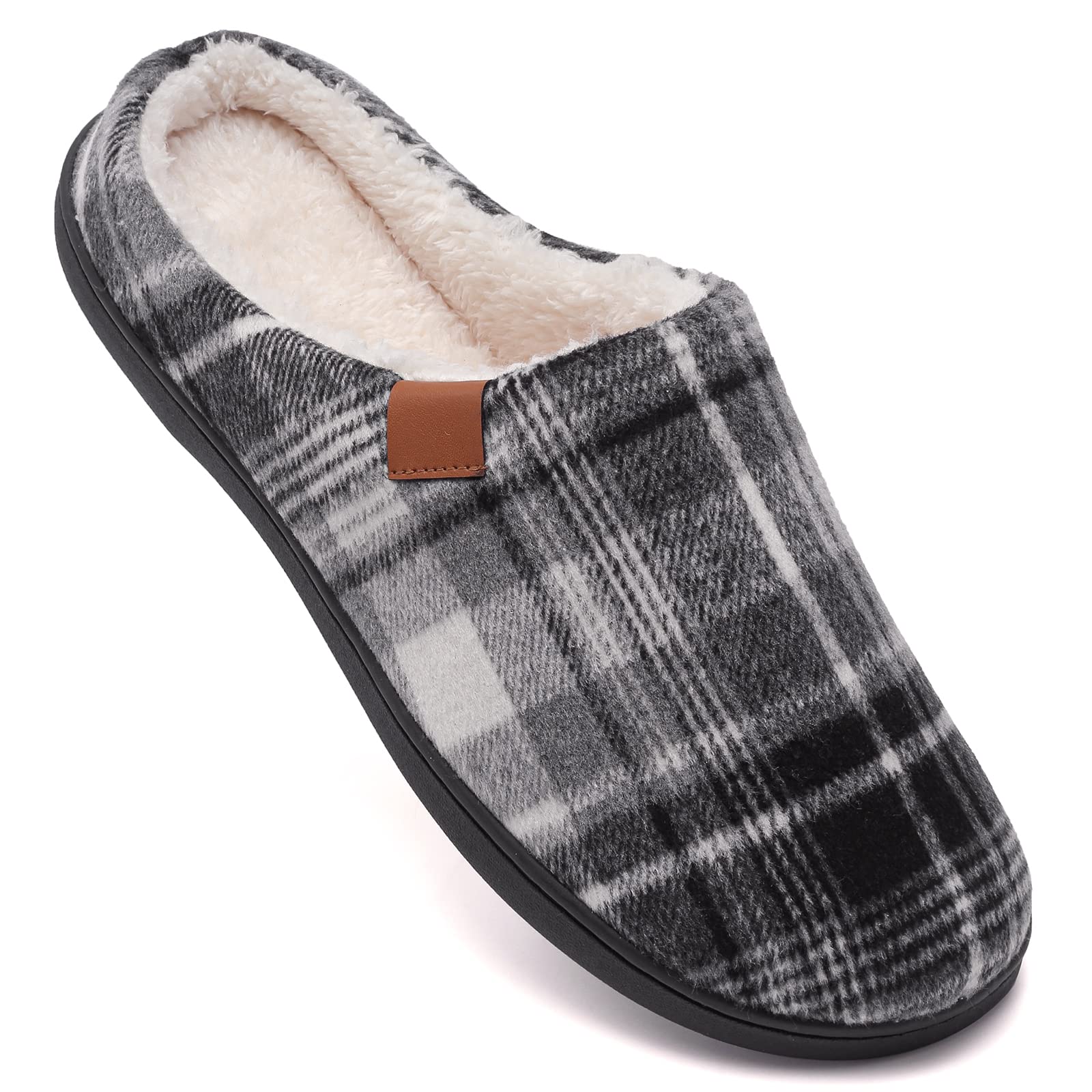 **Men's & Women's Memory Foam Slippers - Indoor/Outdoor Non-Slip House Shoes with Fleece Lining & Rubber Soles - Cozy Winter Footwear for Home, Office & Travel**