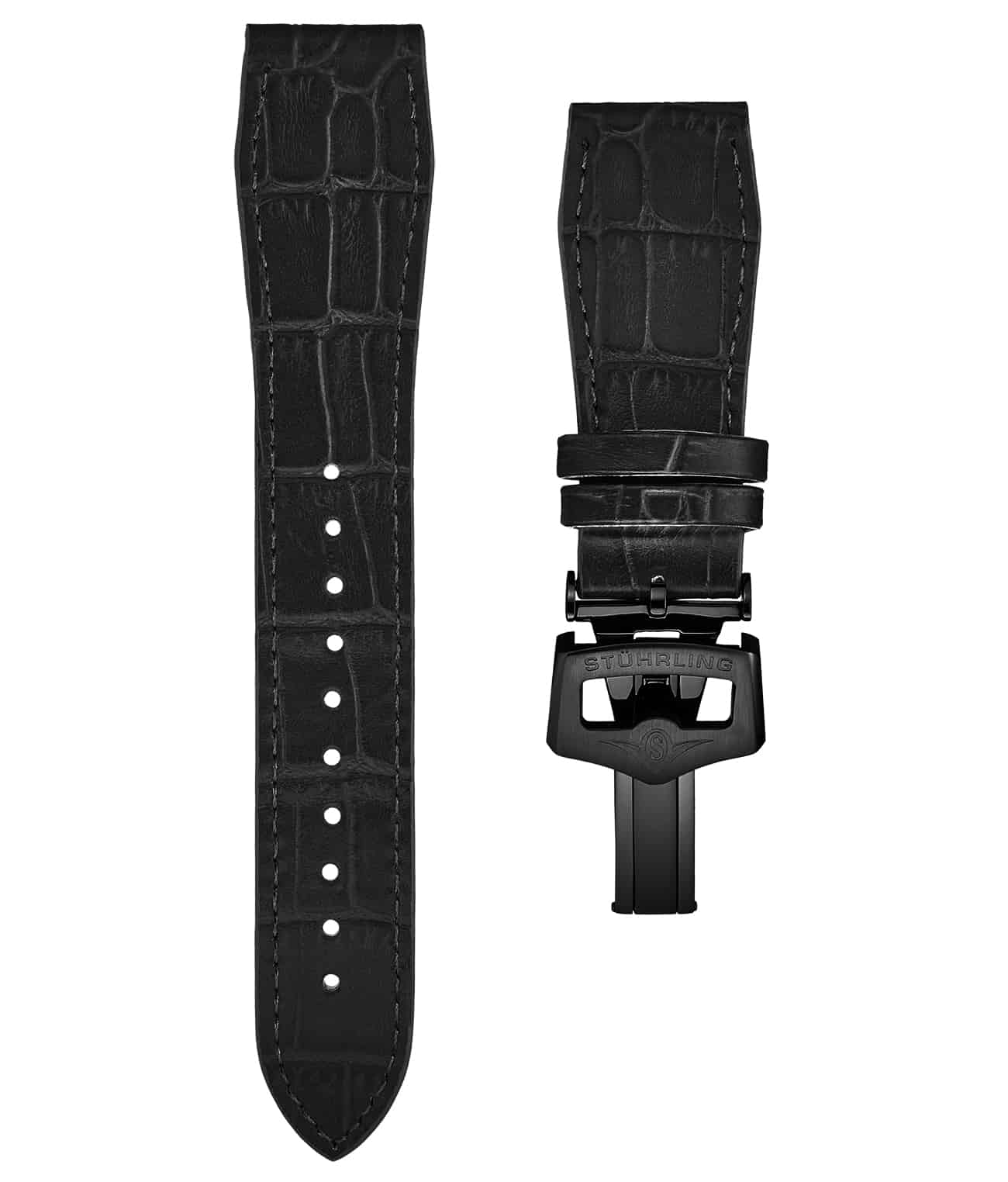 24mm Genuine Leather Watch Band with Stainless Steel Deployant Buckle - Replacement Strap for Men's & Women's Watches - Perfect for Dress, Business & Casual Wear