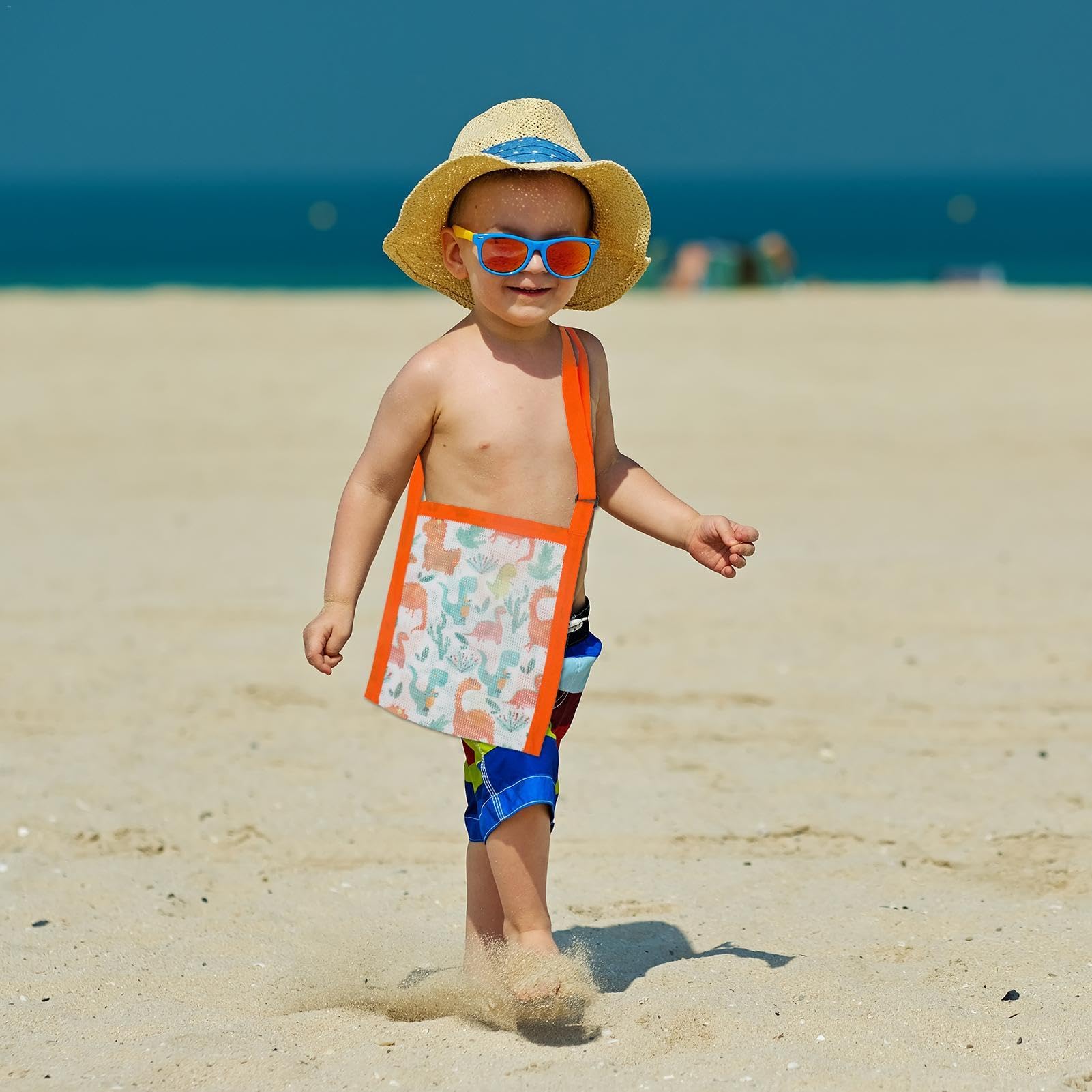 Kids Mesh Beach Bag - Lightweight Sand Toy & Seashell Collecting Tote, Foldable Storage Bag 23x28cm - Perfect for Beach Trips, Shell Hunting & Outdoor Adventures