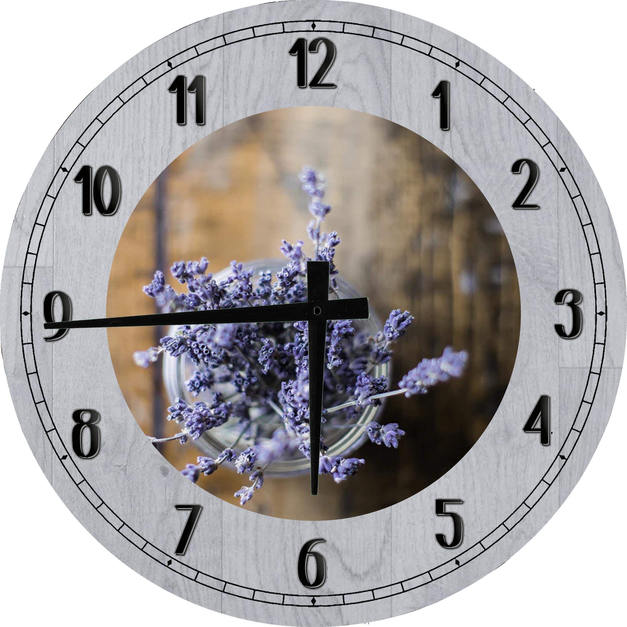 Lilac Purple Farmhouse Wall Clock - 24 Inch Large Round Battery Operated Kitchen Decor | Perfect for Rustic Home, Dining Room & Office Wall Art