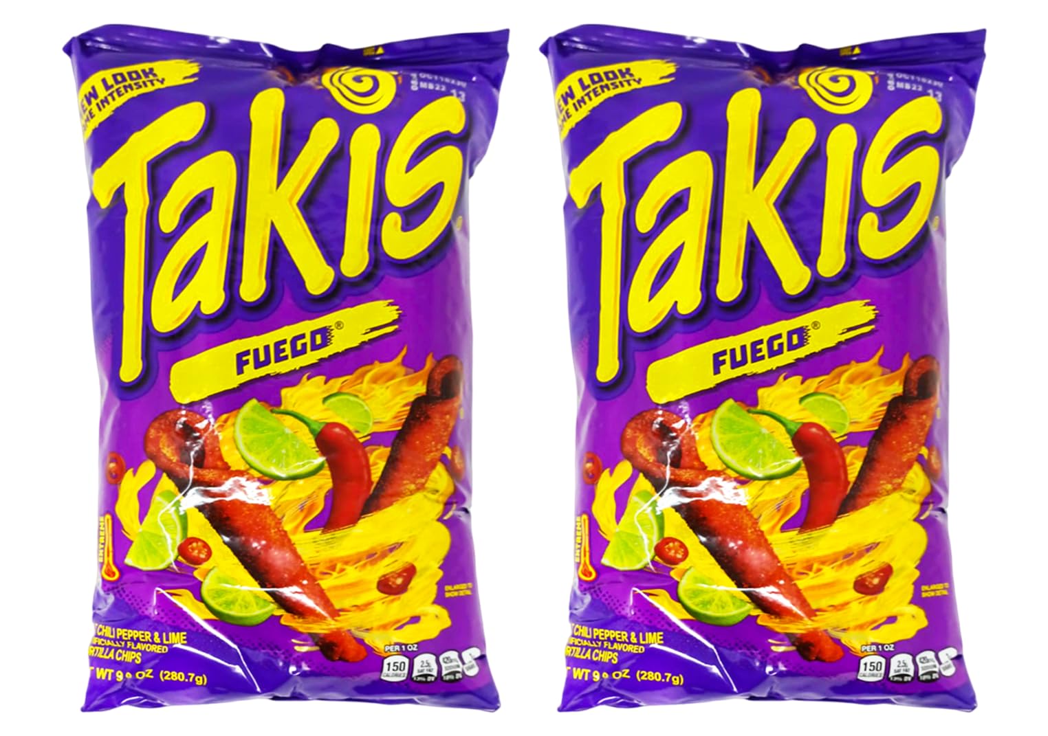 Takis Fuego Hot Chili Pepper & Lime Flavored Corn Snacks - 2 Pack (9.9 oz Each) | Spicy Mexican Style Corn Chips | Perfect for Parties, Movie Nights & Snack Time