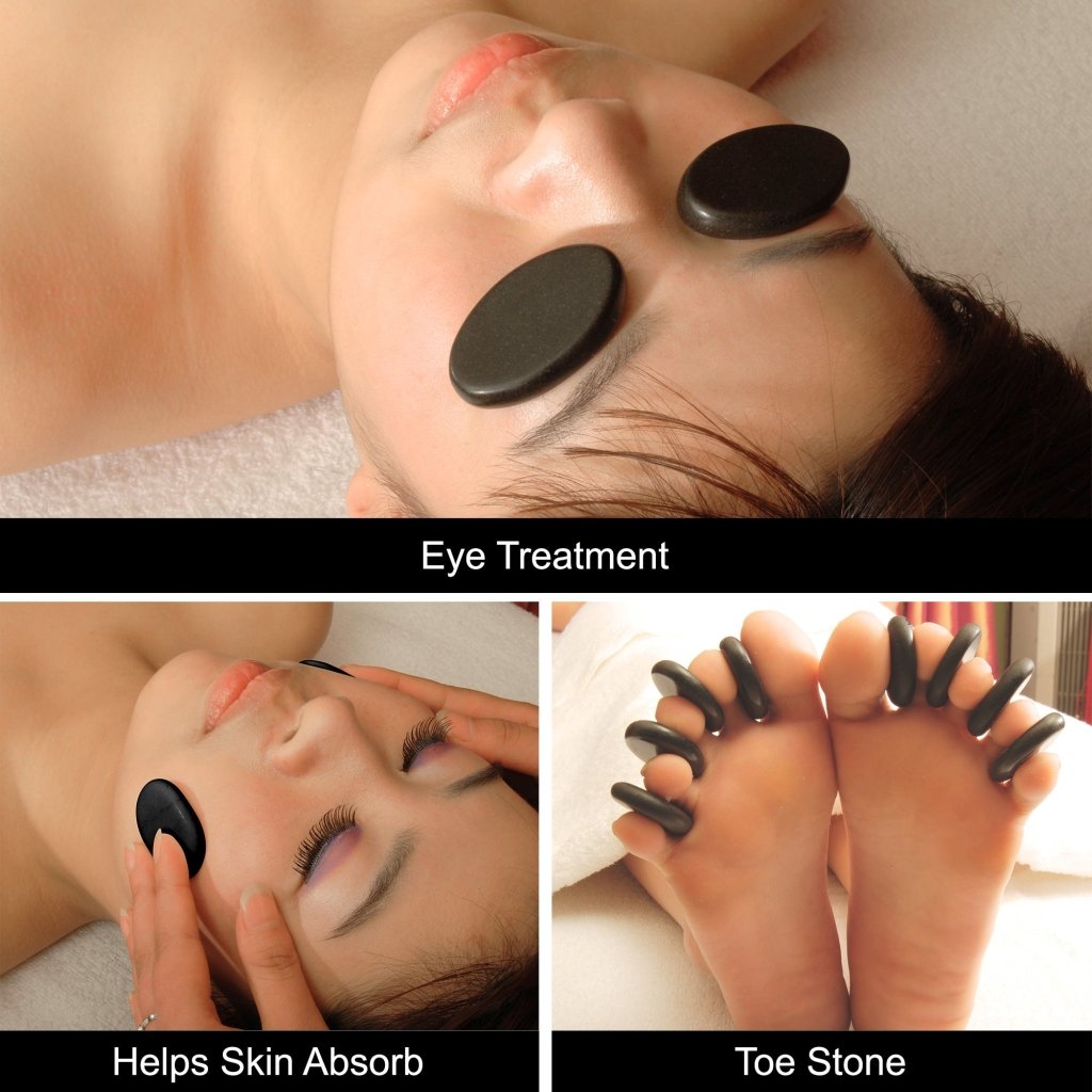 Professional Basalt Hot Stone Massage Set - 8 Piece Toe Therapy Kit (1.5