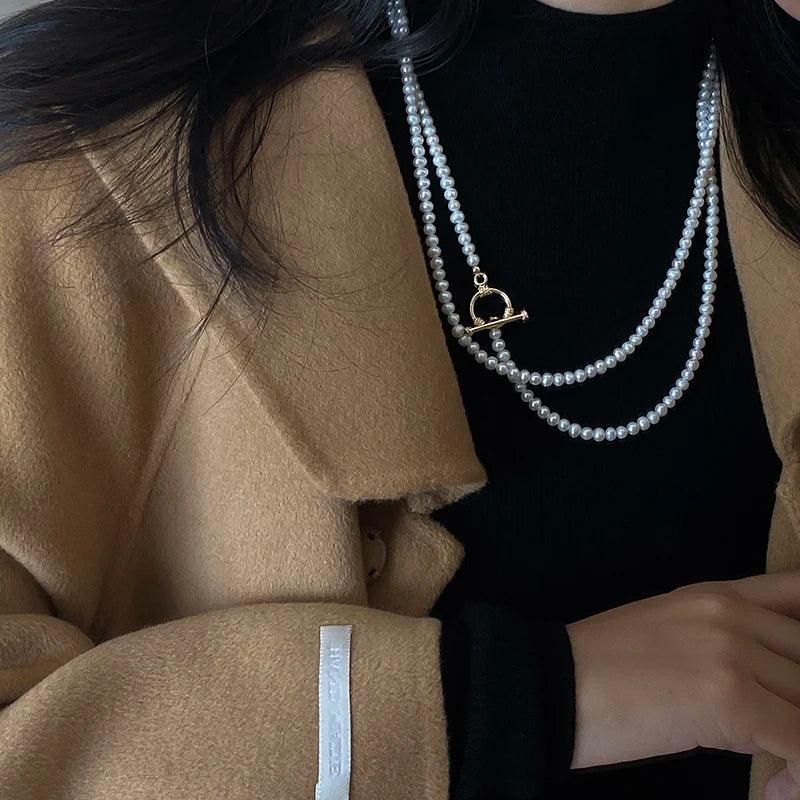 Elegant White Freshwater Pearl Necklace for Women - Wedding, Bridal, Anniversary Gift - Sweater Chain Style Jewelry - Perfect for Bridal Party, Date Night & Special Occasions