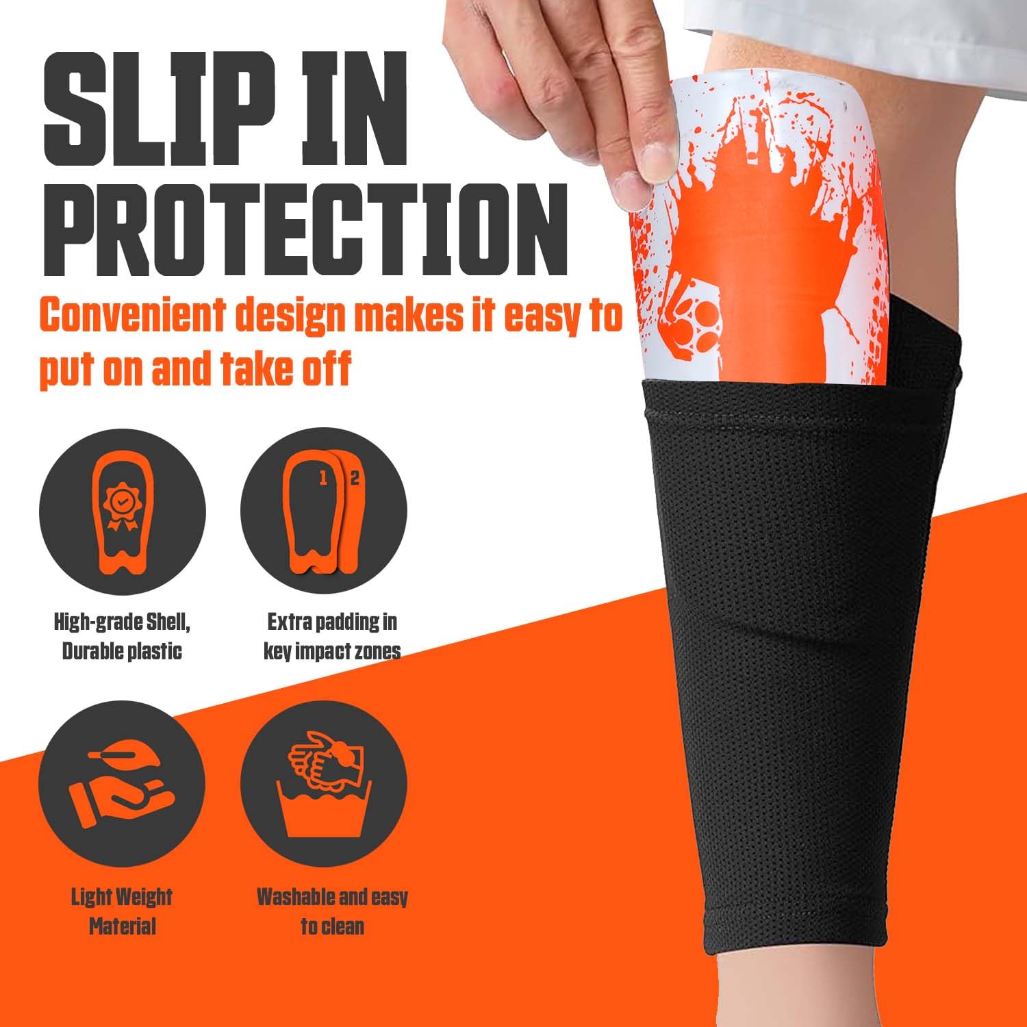 Synco Fusion Shin Guard for Football - Slip-In Design for Maximum Protection & Comfort | Youth & Adult Football Shin Guards | Perfect for Training & Matches | Medium Size | Ideal for Soccer Practice, Games & Competitive Play