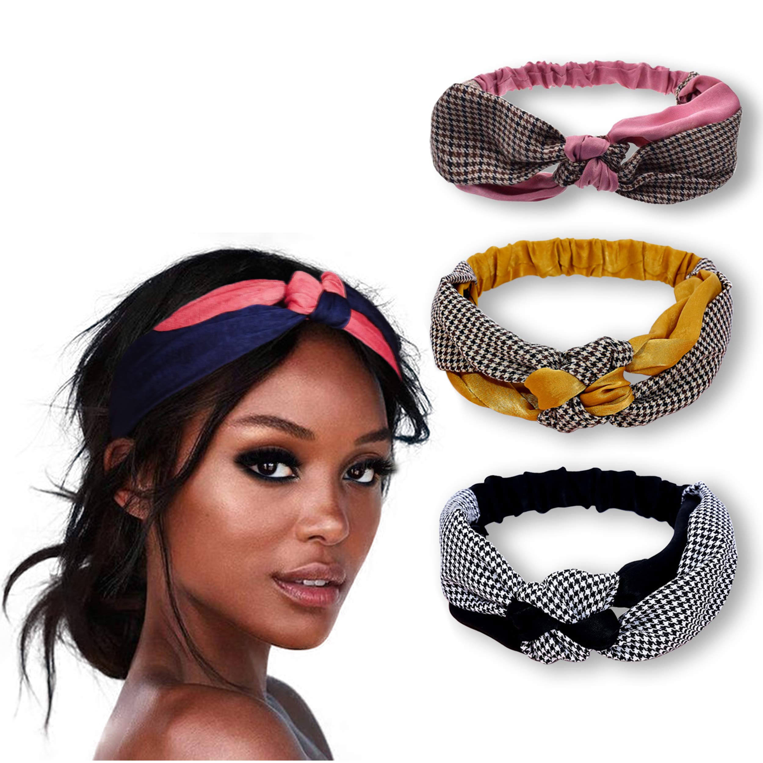 7 Pack Knotted Headbands for Women & Girls - Non Slip Stretchy Fabric Hair Accessories | Criss Cross Design for Comfort & Style | Perfect for Workouts, Yoga, Running & Everyday Wear