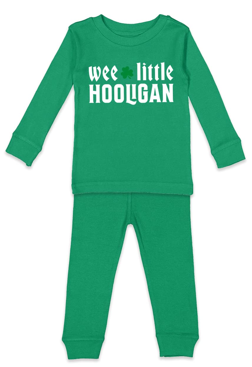 Haase Unlimited Wee Little Hooligan - Shamrock 4 Leaf Clover Kids Pajama Set | Soft Cotton St. Patrick's Day Pajamas for Boys & Girls | Perfect for Holiday Sleepovers & Family Photo Shoots