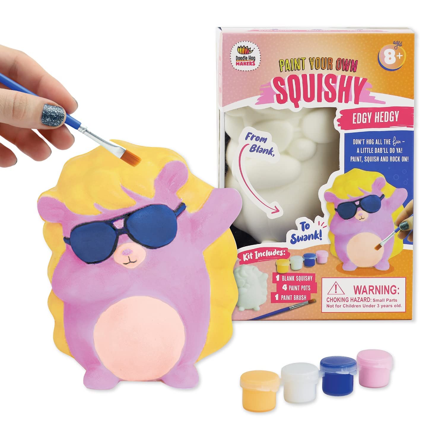 DOODLE HOG Hedgehog Squishy Painting Kit - Fun DIY Arts & Crafts for Kids Ages 8-12 - Slow Rise Squishy Animal Toys - Perfect Gift for Boys & Girls, Easter Basket Stuffers - Creative Play & Stress Relief for Children
