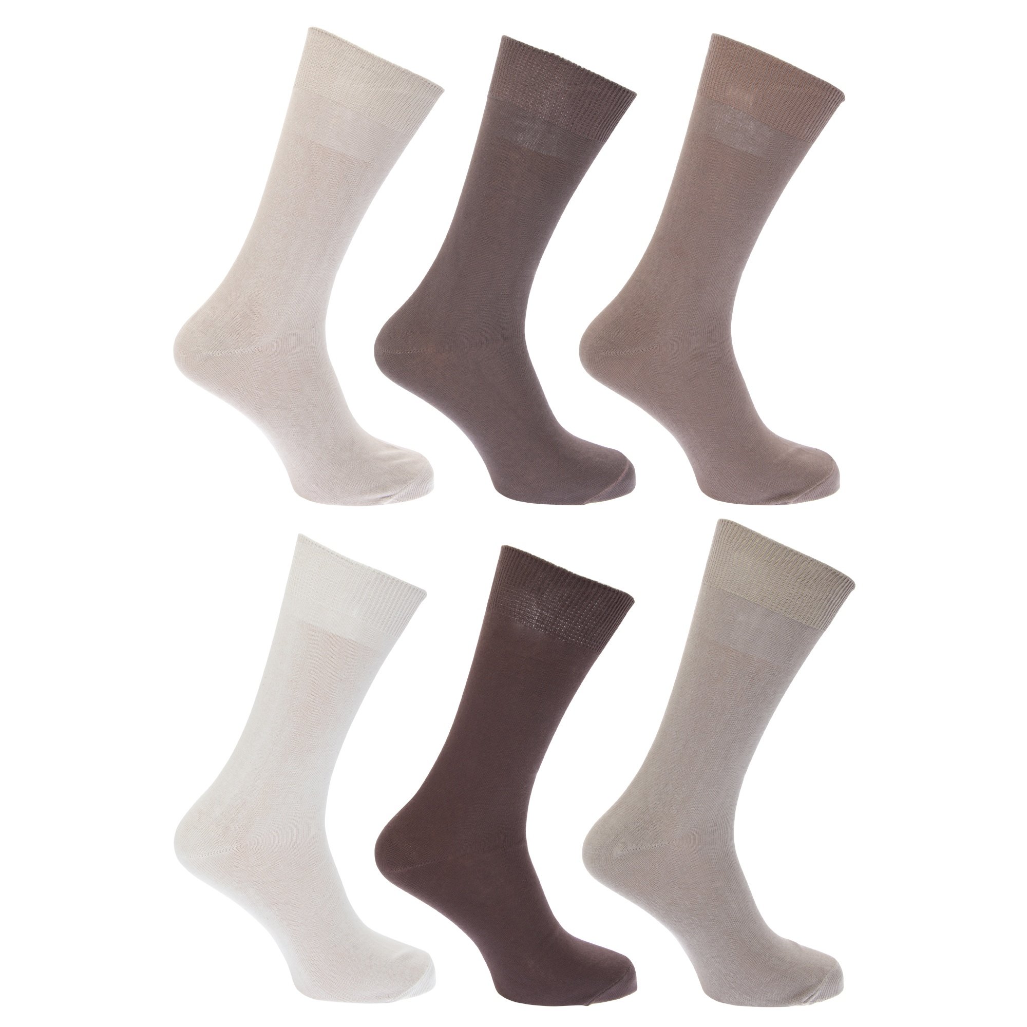 Floso® Men's 100% Cotton Crew Socks - 6 Pack Soft Breathable Everyday Socks for Work, Gym & Casual Wear