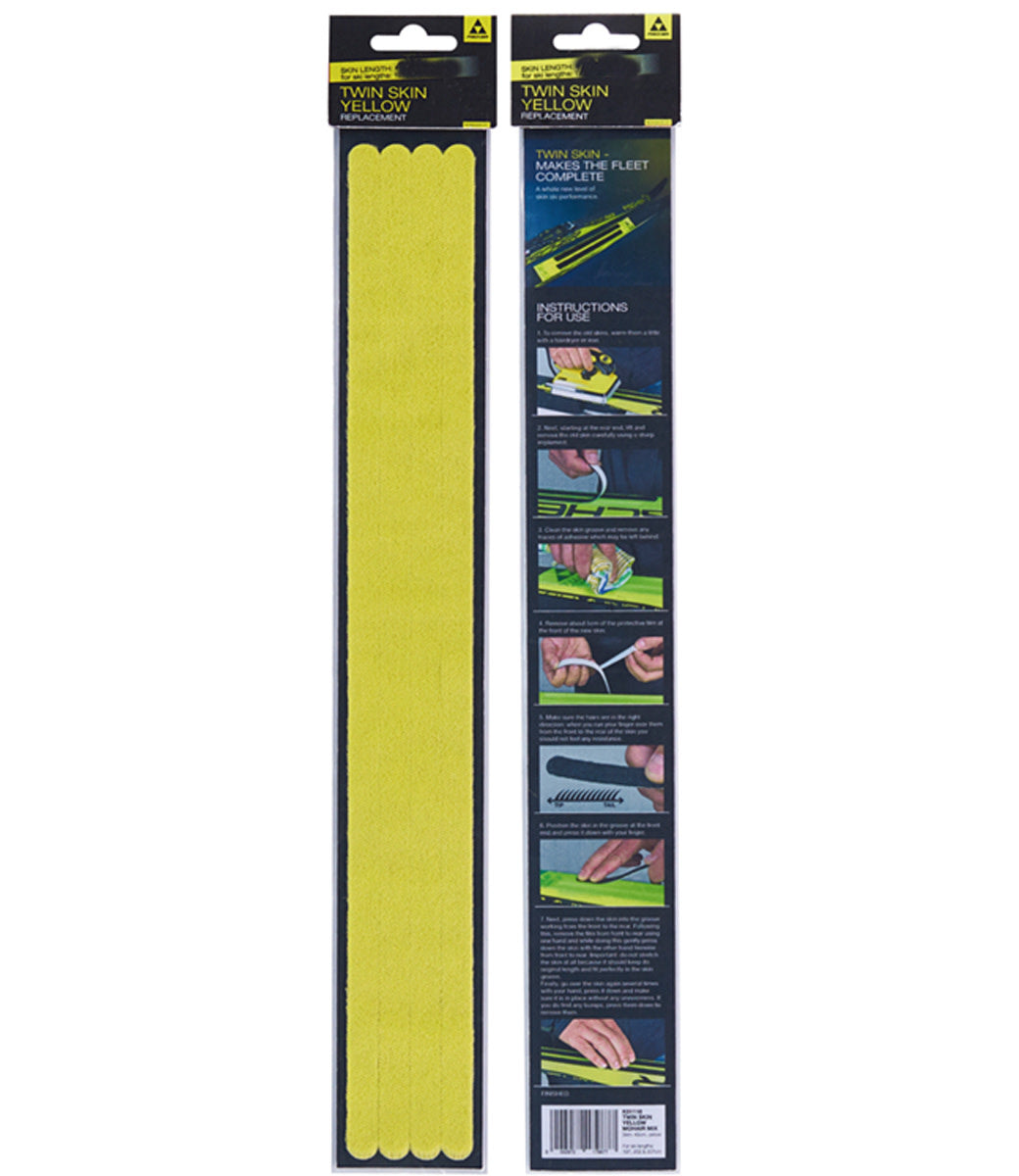 Fischer Twin Skin Yellow (Mohair Mix) Cross-Country Ski Skins - Premium Grip & Glide for Backcountry Skiing & Winter Adventures