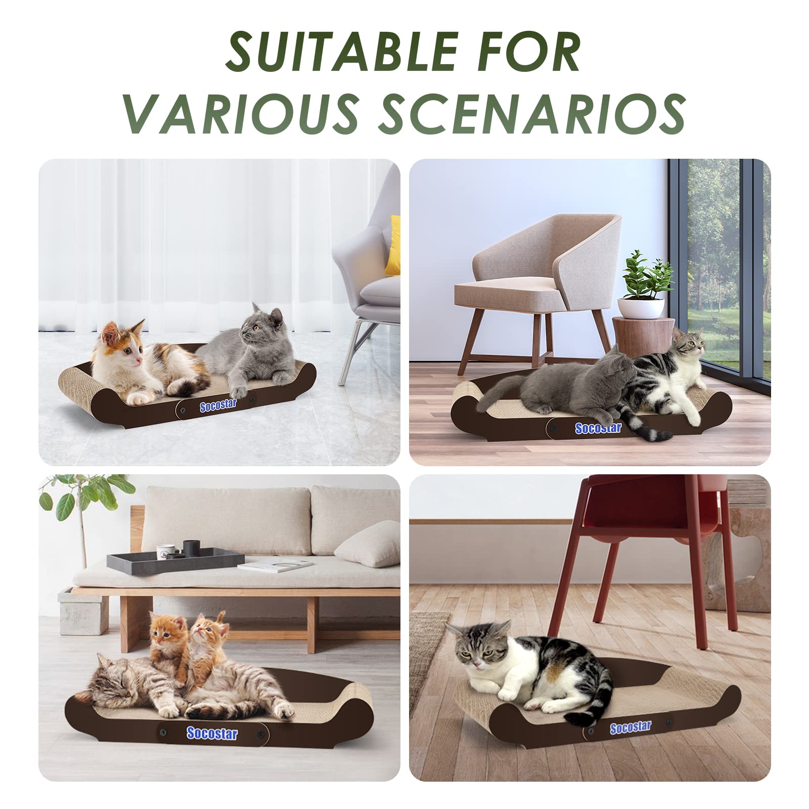 Extra Large Cat Scratcher Sofa Bed 27.6 x 11 Inches - 100% Recycled Cardboard Cat Scratching Pad for Indoor Cats - Durable Cat Lounge & Scratch Toy - Perfect for Playtime, Napping & Protecting Furniture