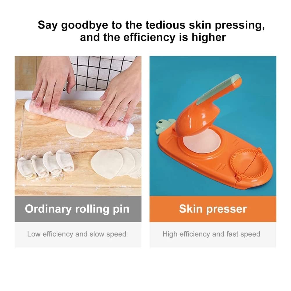 2 in 1 Dumpling Maker Press - Manual Dumpling Wrapper Mold for Chinese Food, Empanadas, Ravioli, Pierogi & Hand Pies - Green Kitchen Tool for Homemade Pastry & Asian Cuisine | Perfect for Family Cooking & Party Snack Preparation