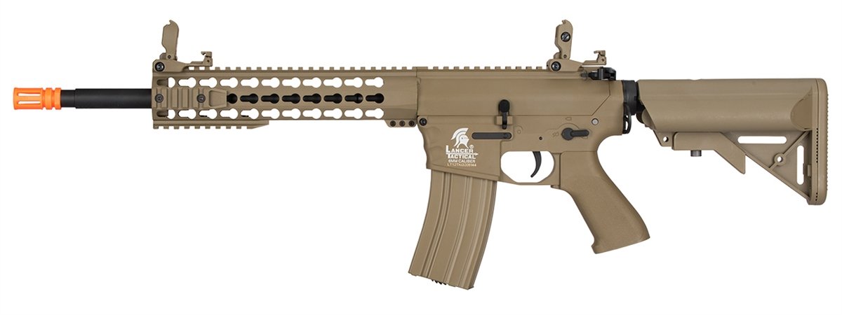 Lancer Tactical GEN 2 M4 Low FPS AEG Metal Gear Electric Airsoft Rifle in Tan - Perfect for Airsoft Training, Tactical Games & Outdoor Shooting Practice
