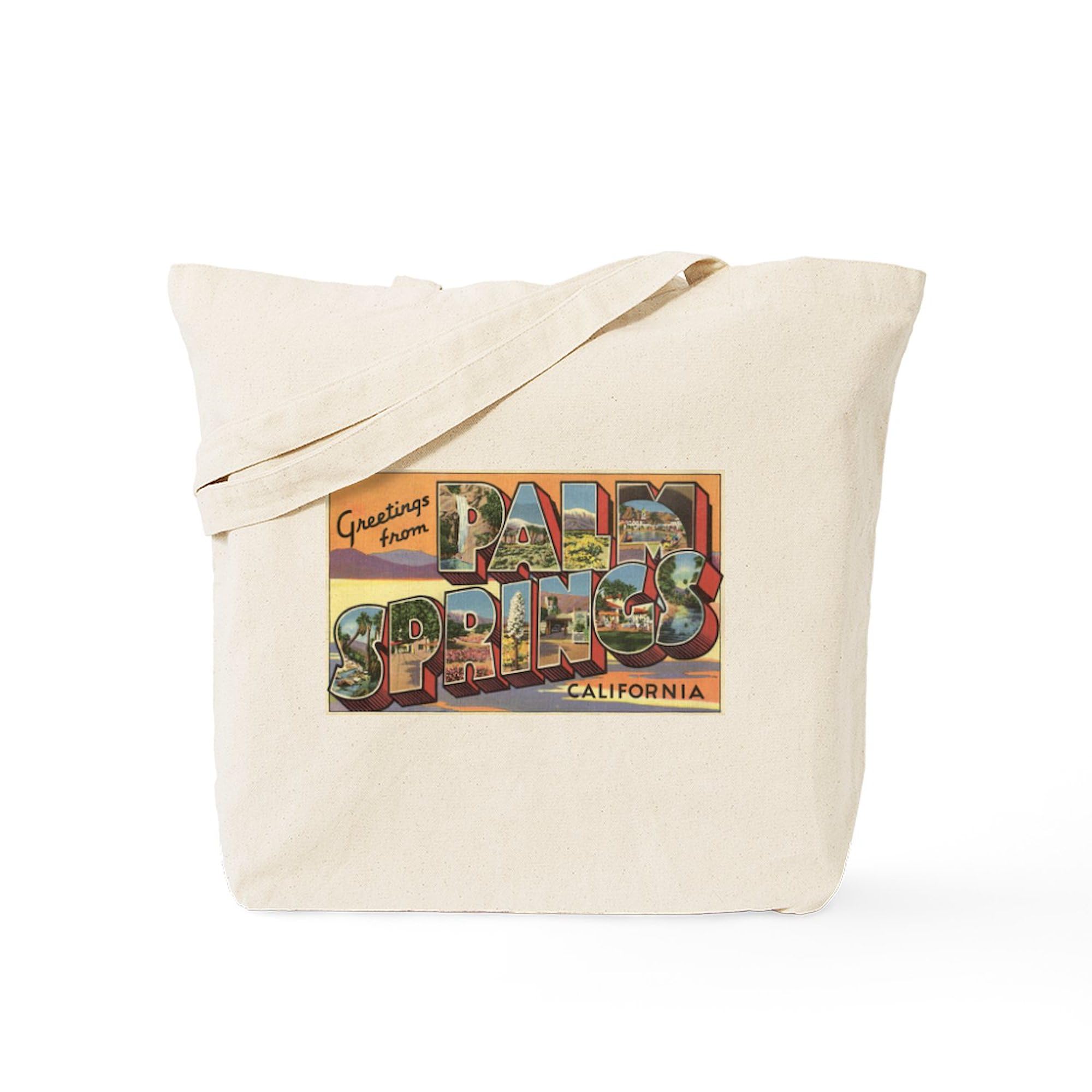 Greetings From Palm Springs Natural Canvas Tote Bag - Eco-Friendly Reusable Shopping Bag for Beach, Grocery & Travel | CafePress