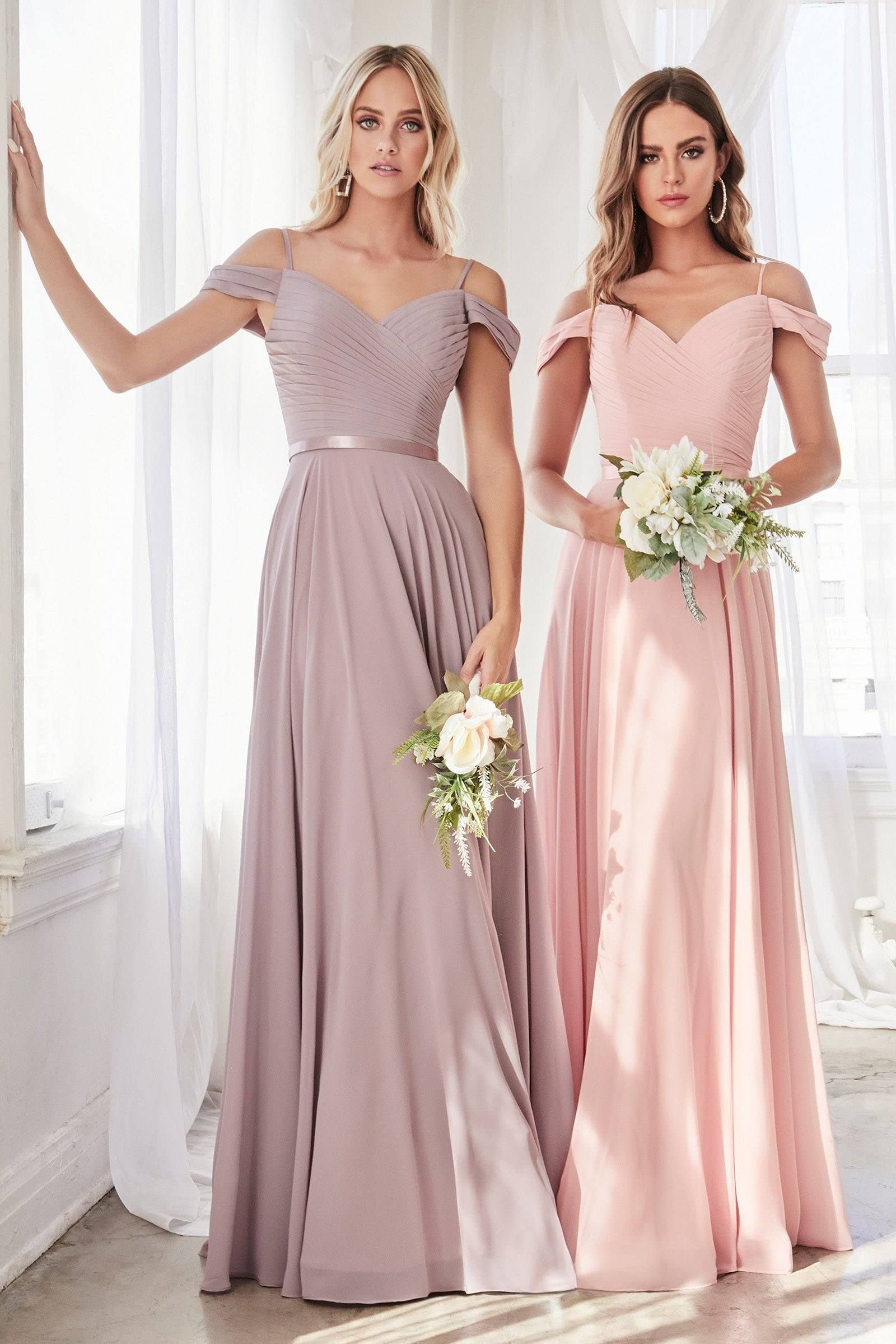 Navy Blue Bridesmaid Dresses Long Formal Chiffon Off Shoulder Prom Gowns for Women - Custom Wedding Party Guest Dress for Beach, Church & Evening Events