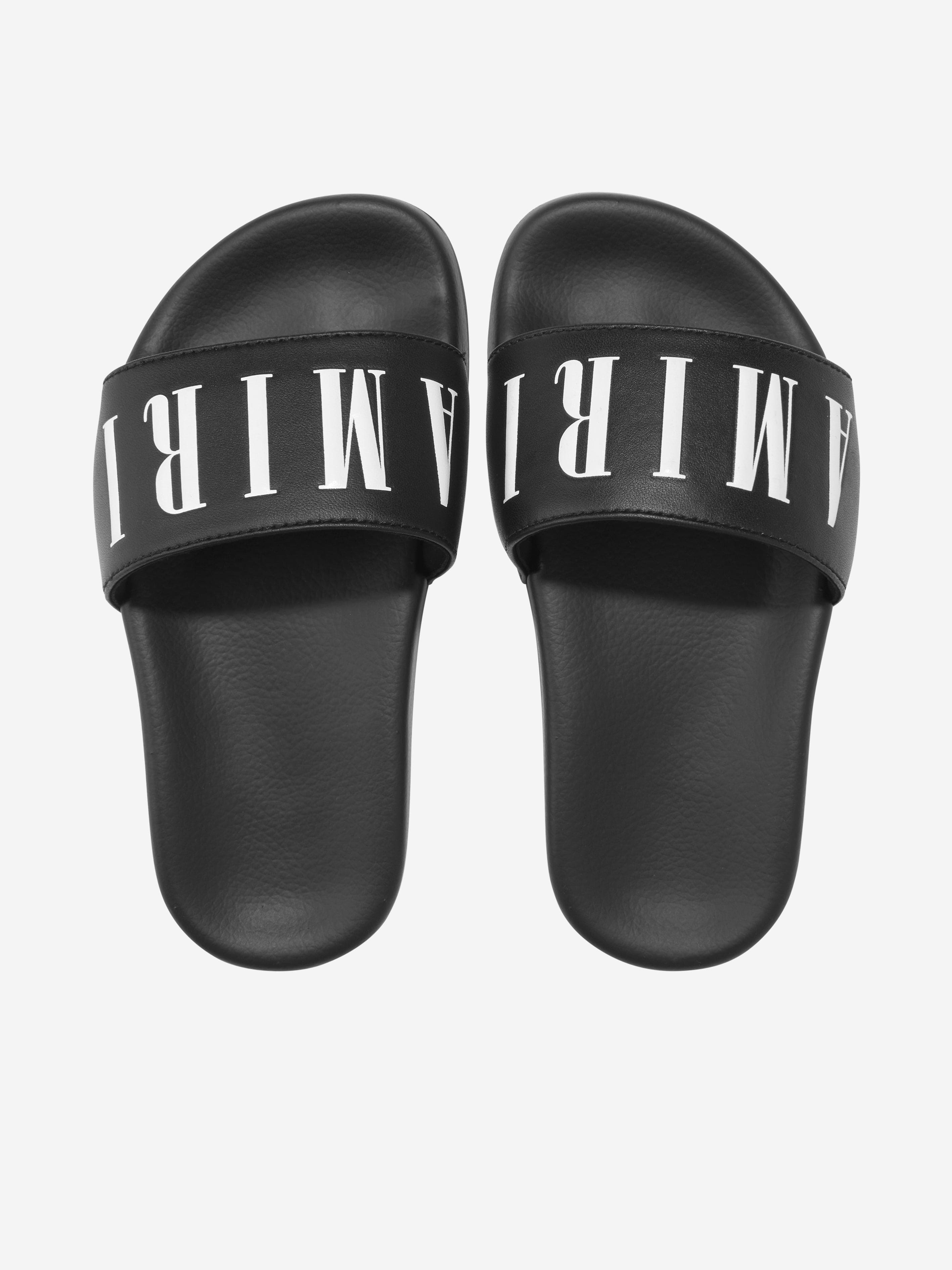 Amiri Kids Logo Sliders in Black - Comfortable Slide Sandals for Boys & Girls, Perfect for Beach, Pool, and Summer Outfits