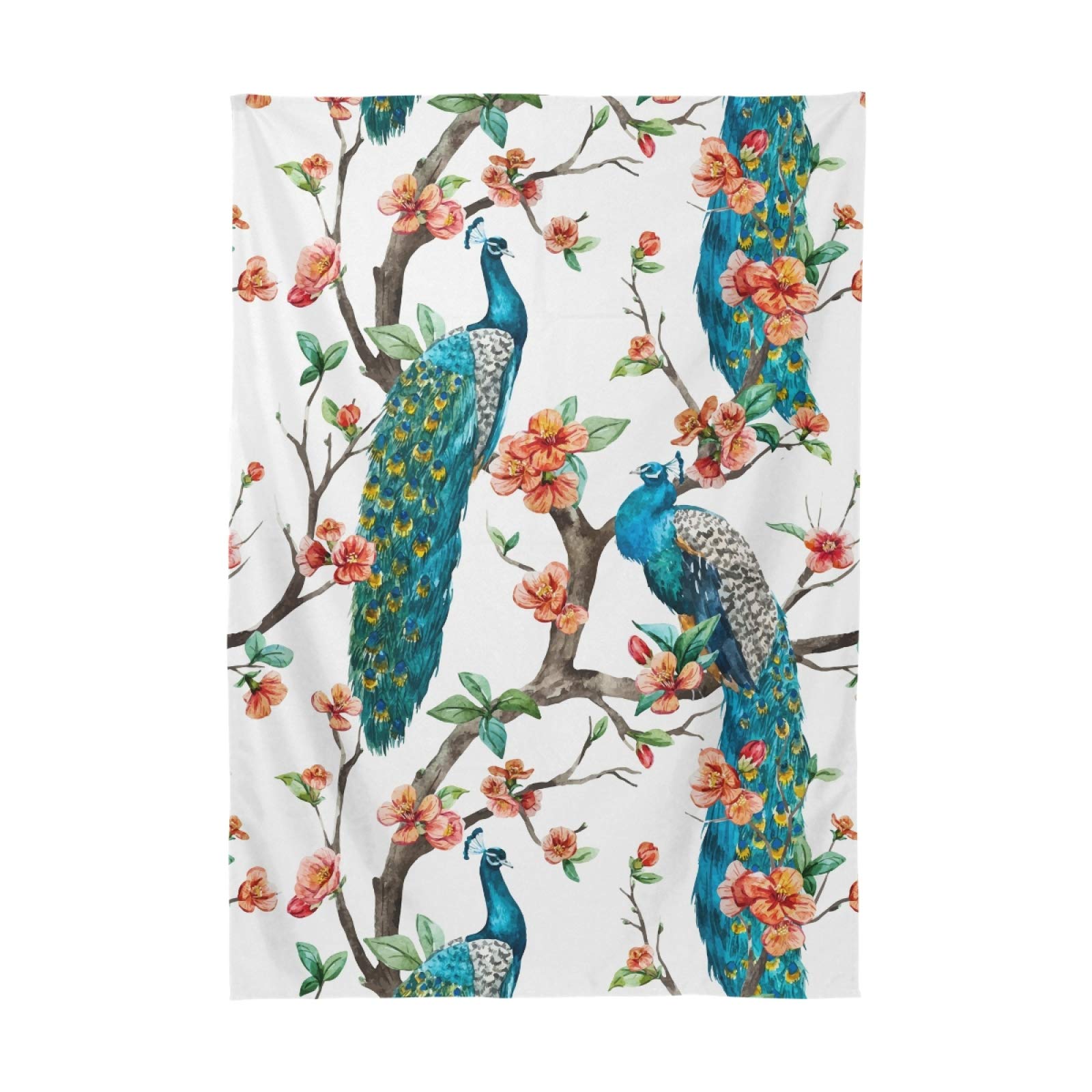 ALAZA 54x54 Inch Square Peacock & Plum Print Tablecloth - Wrinkle Resistant Dining Table Cover for Kitchen, Parties, and Home Decor - Perfect for Holiday Gatherings, Wedding Receptions, and Indoor/Outdoor Events