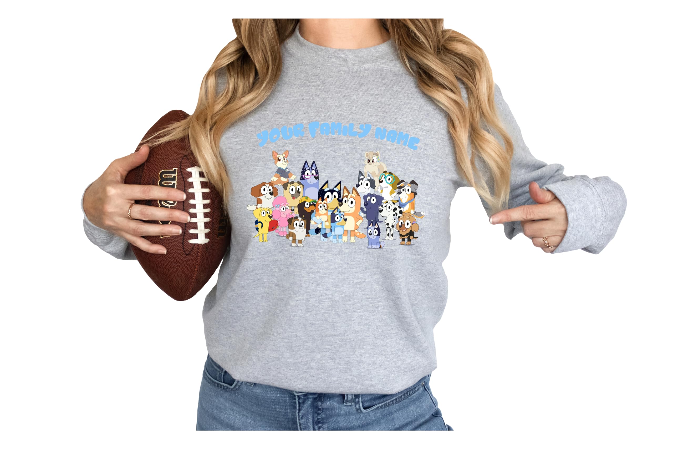 Custom Bluey Family Sweatshirts - Kids & Adult Matching Birthday Party Outfits - Bluey Themed Birthday Squad Shirts for Girls, Boys & Family - Perfect for Birthday Celebrations, Theme Parties & Family Photos