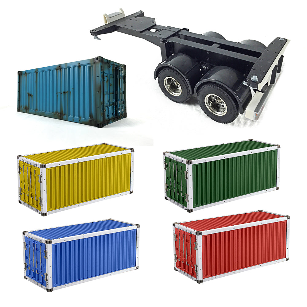 20ft 2-Axle Unassembled Metal Semi Trailer Kit for DIY Remote Control Truck & Tractor Models - 1/14 Scale Electric RC Car Accessory - Perfect for Hobbyists, Collectors & RC Enthusiasts